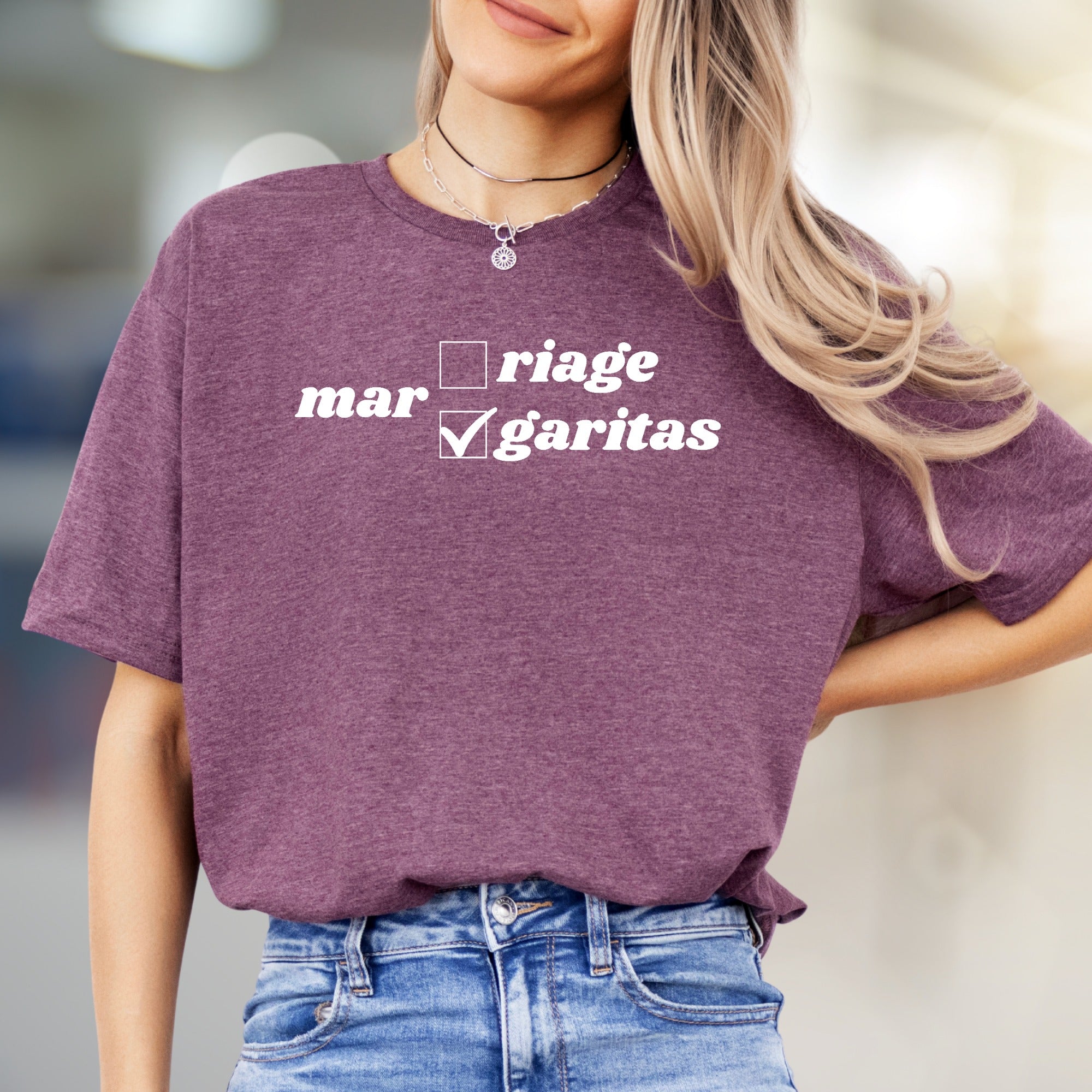 "mar garitas" Funny Checkbox Graphic Tee, A Humorous Pick for Margarita Lovers