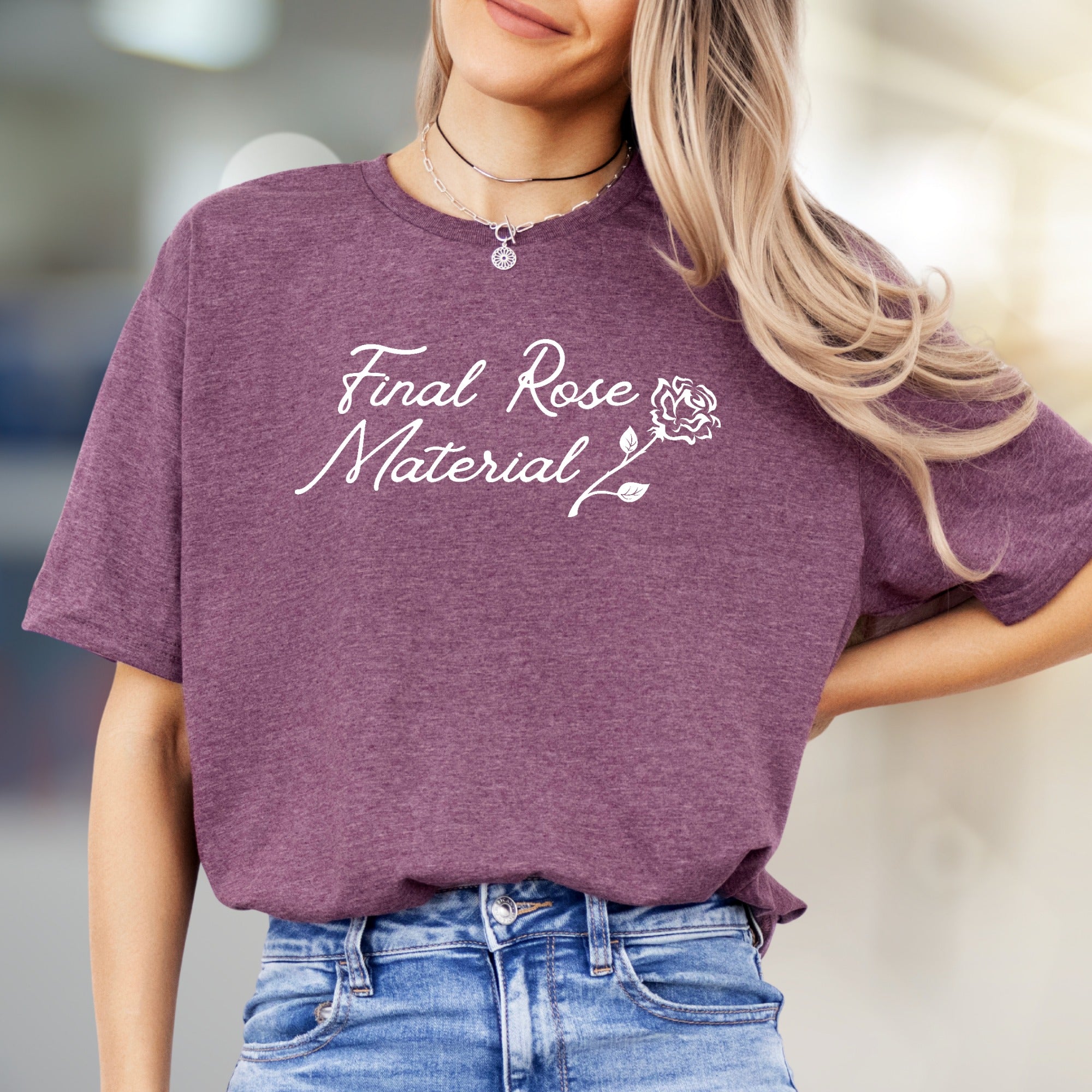 "Final Rose Material" Romantic Script Graphic Tee, a Dating Show Fan Pick for Enthusiasts