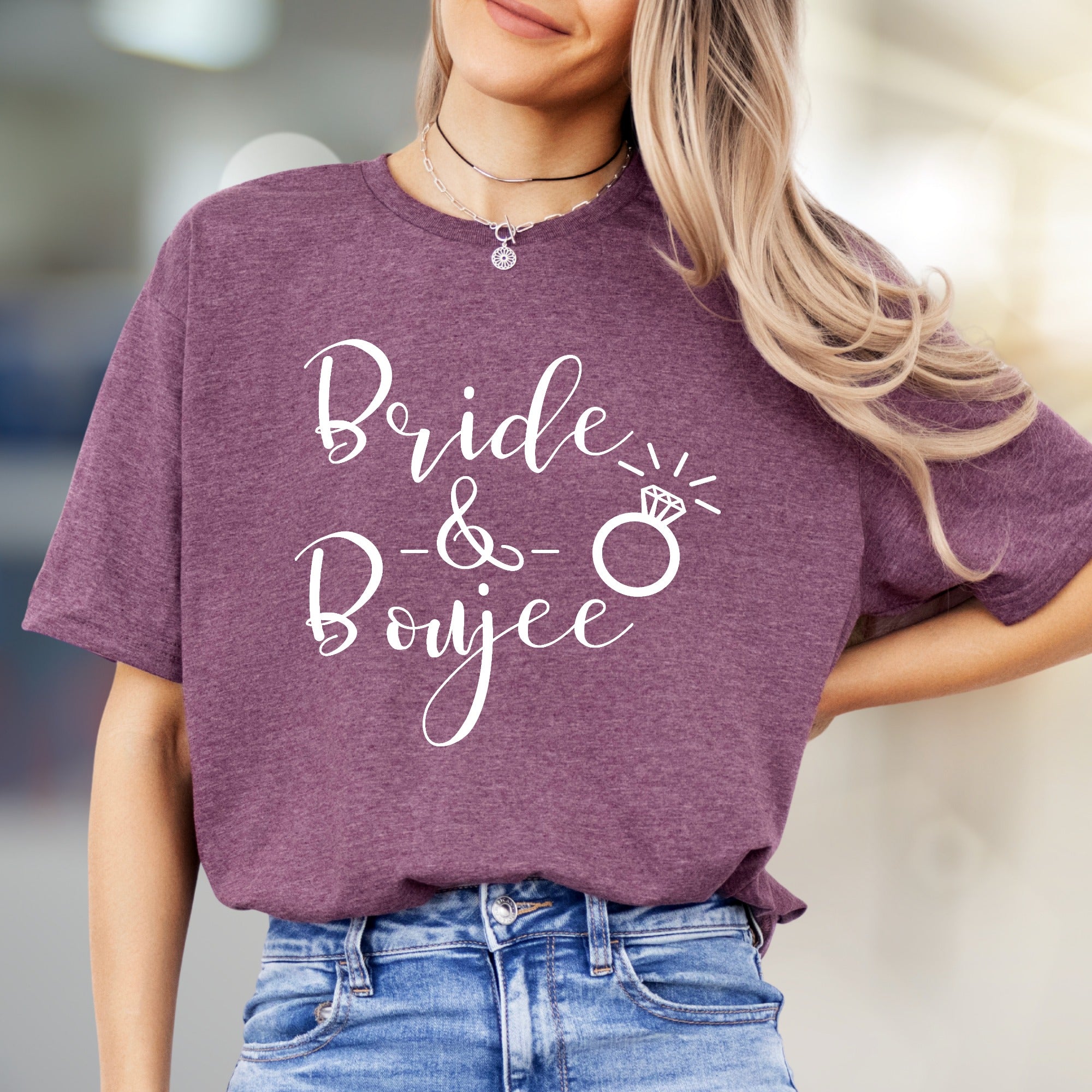 "Bride & Boujee" Wedding Ring Graphic Tee, a Bachelorette Party Pick for Future Wives