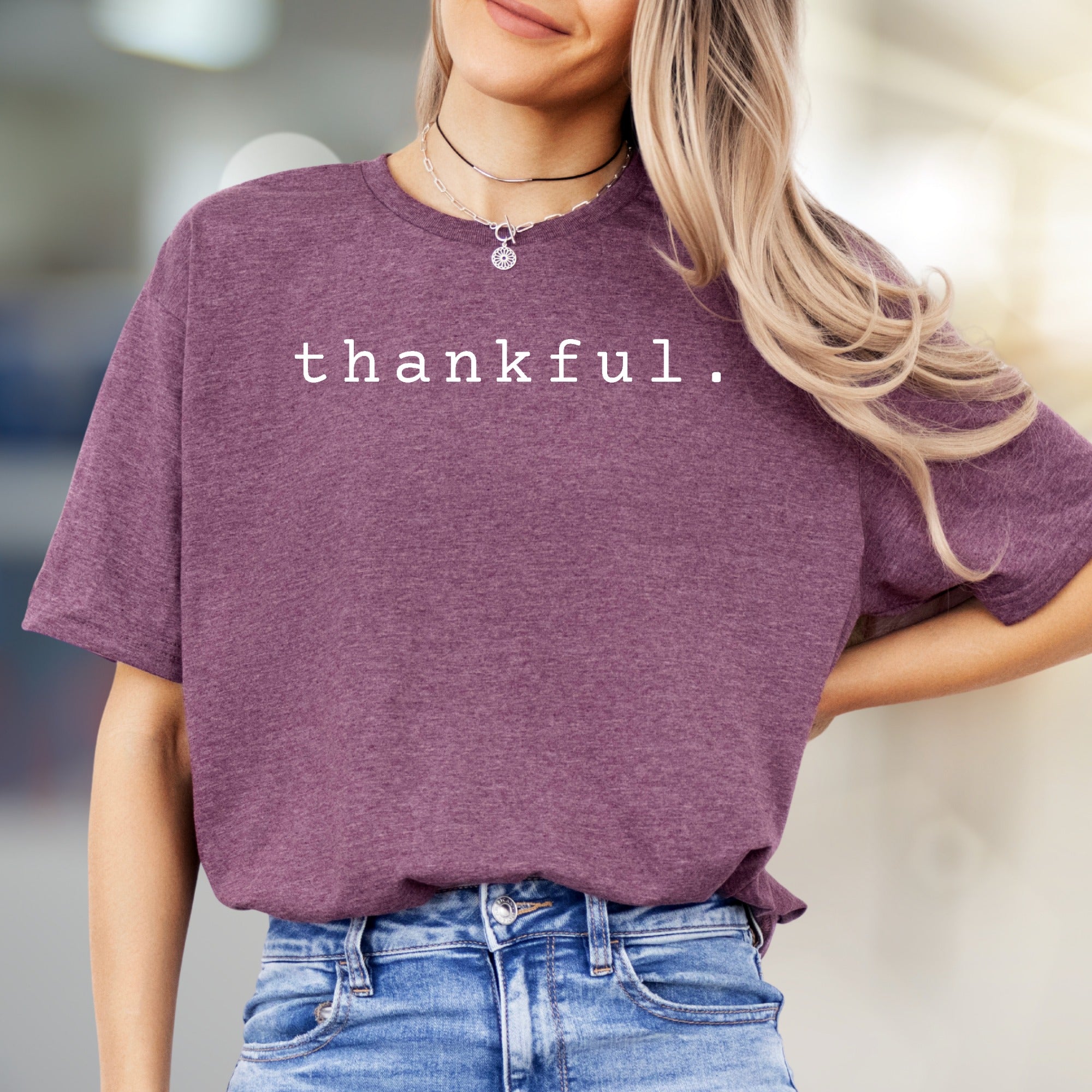 "thankful." Minimalist Graphic Tee, a Positive Vibe Unisex Pick for Everyday