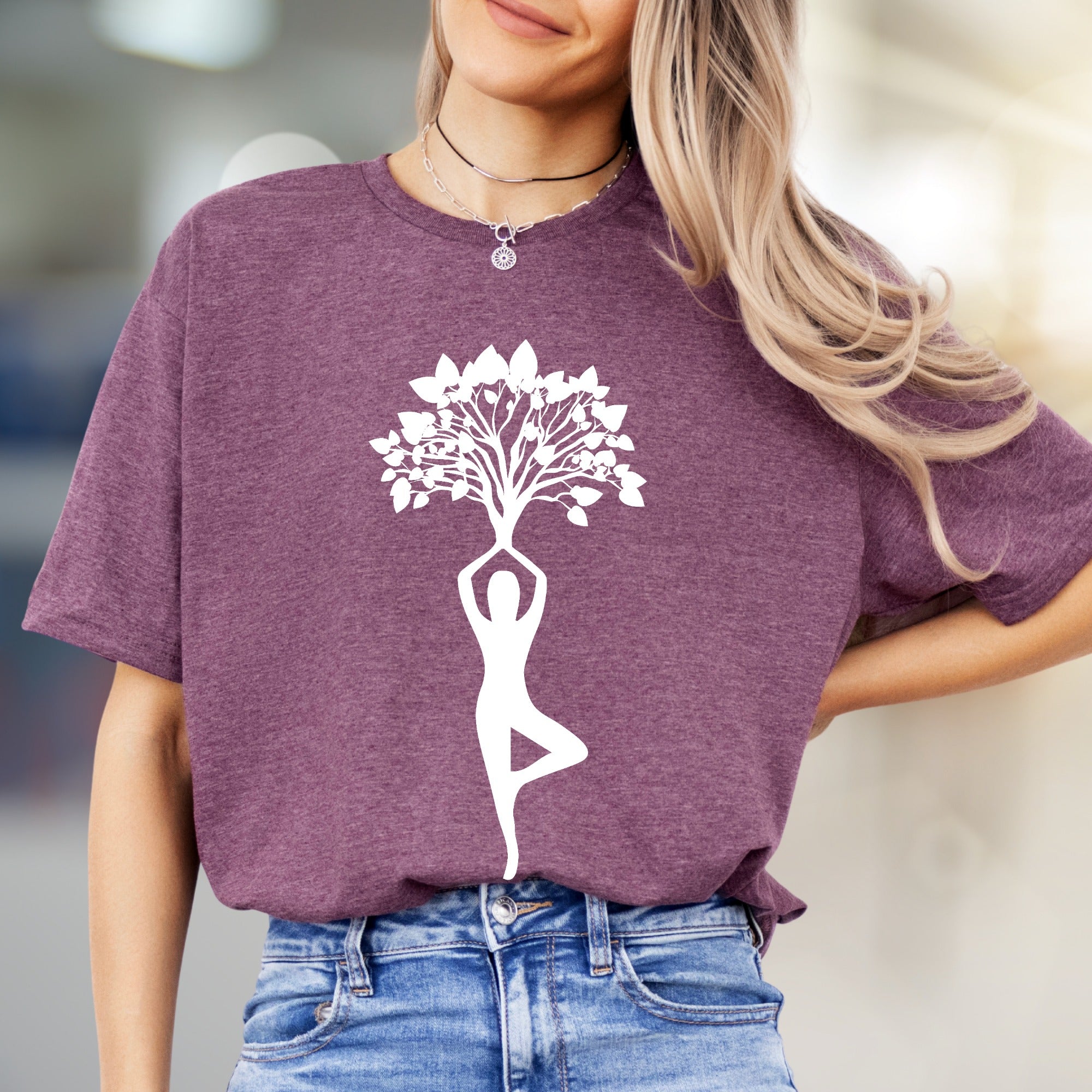 Zen Tree Pose Yoga Graphic Tee, A Spiritual Lifestyle Pick for Wellness Enthusiasts