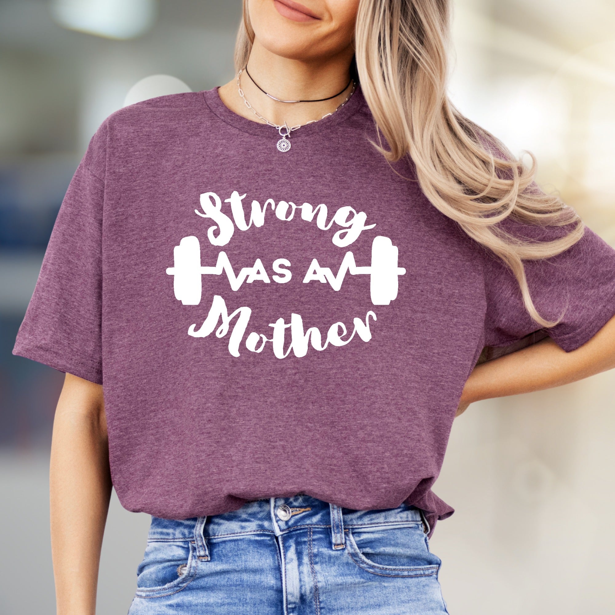 "Strong As A Mother" Fitness Graphic Tee, A Empowering Pick for Moms