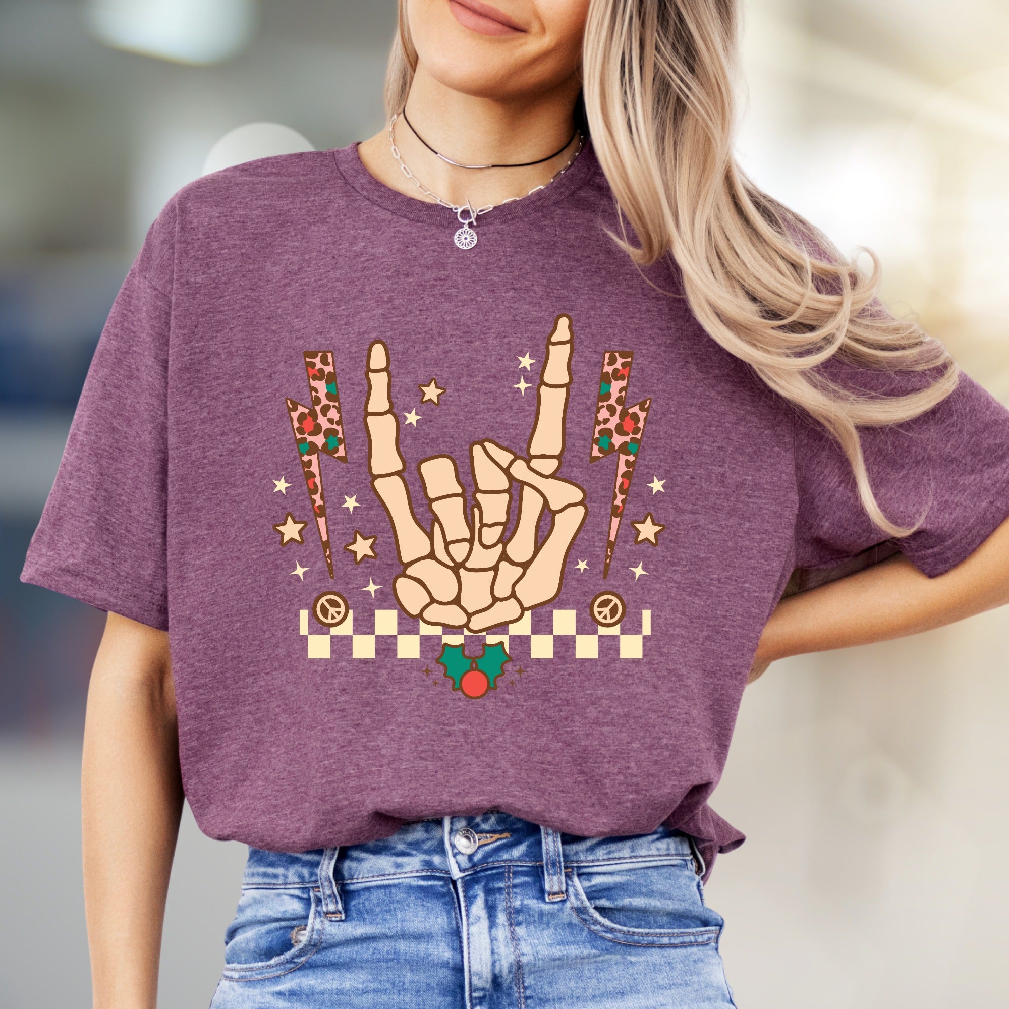 Rock On Christmas Skeleton Graphic Tee, A Festive Punk Rock Pick for Everyone