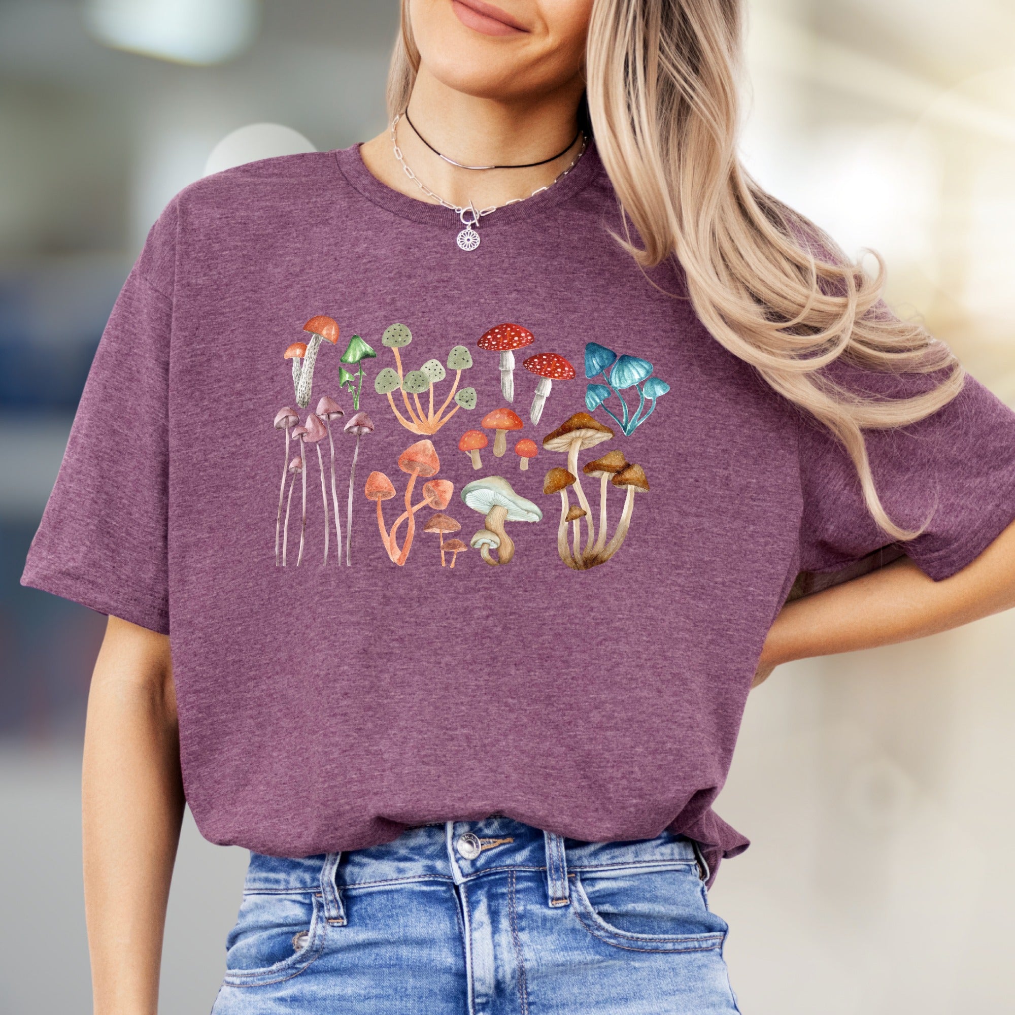 Mushroom Forest Gathering Graphic Tee, A Whimsical Nature Pick for Cottagecore Fans
