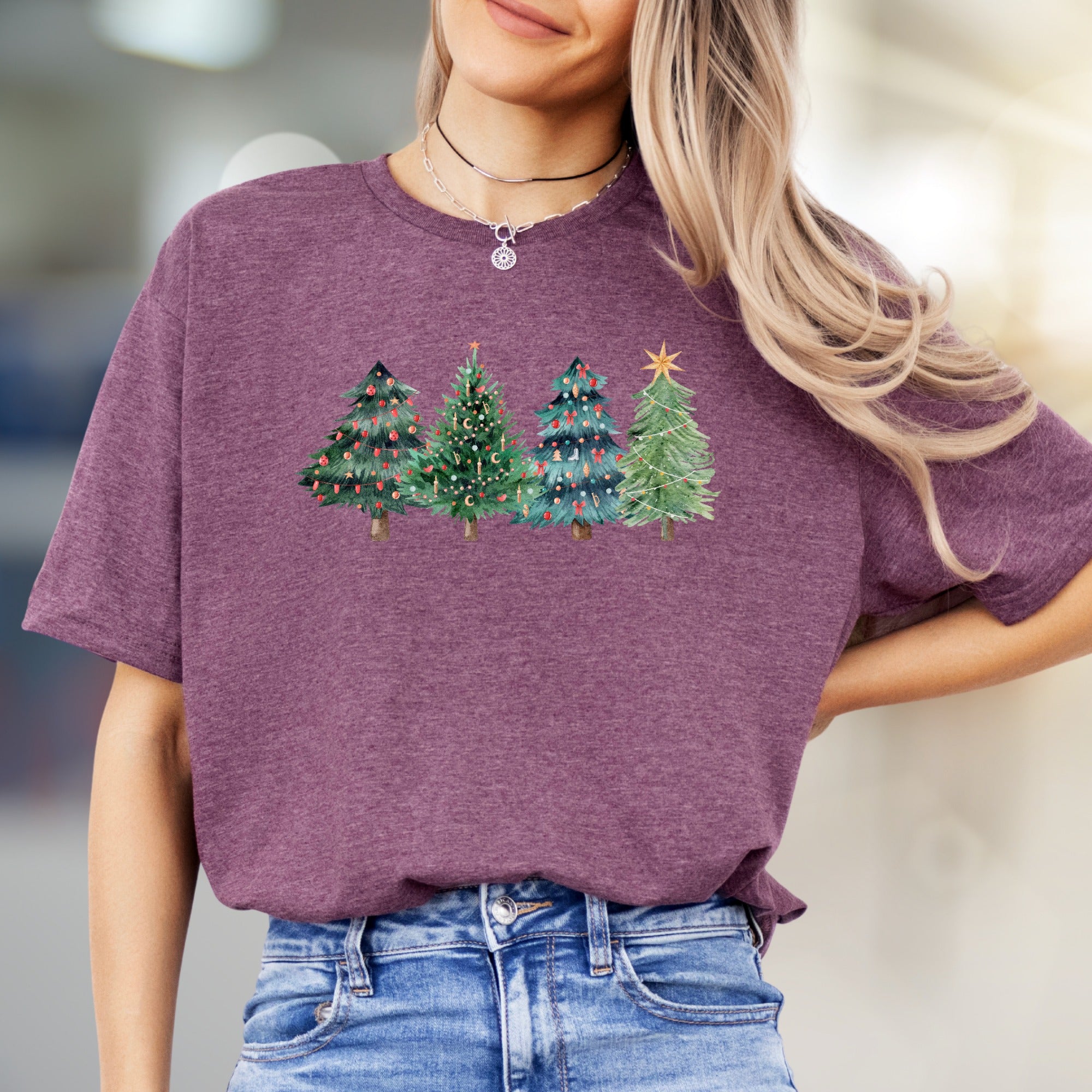Watercolor Christmas Trees Graphic Tee, a Festive Holiday Pick for Everyone