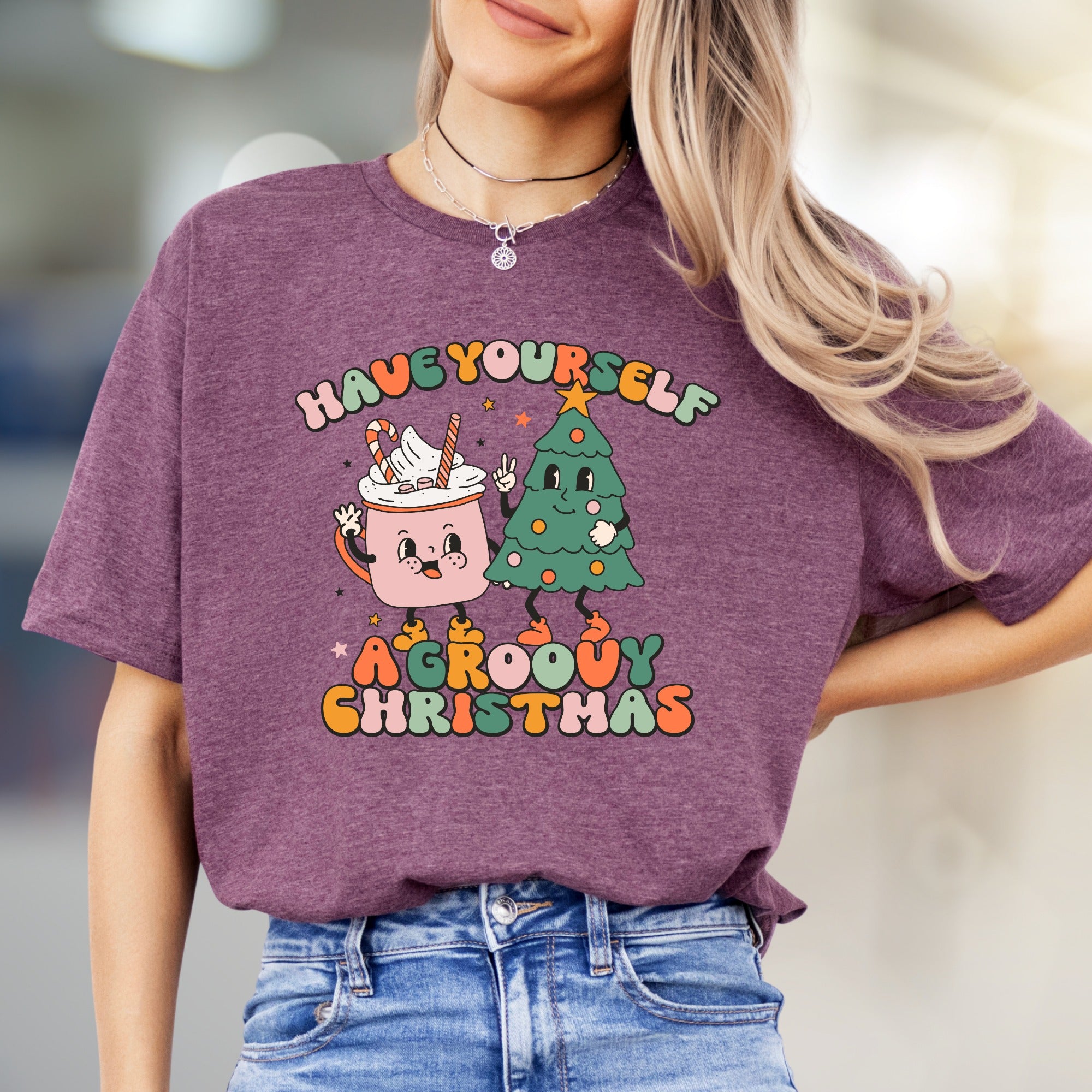 "Have Yourself a Groovy Christmas" Retro Holiday Graphic Tee, a Funky Festive Pick for Everyone