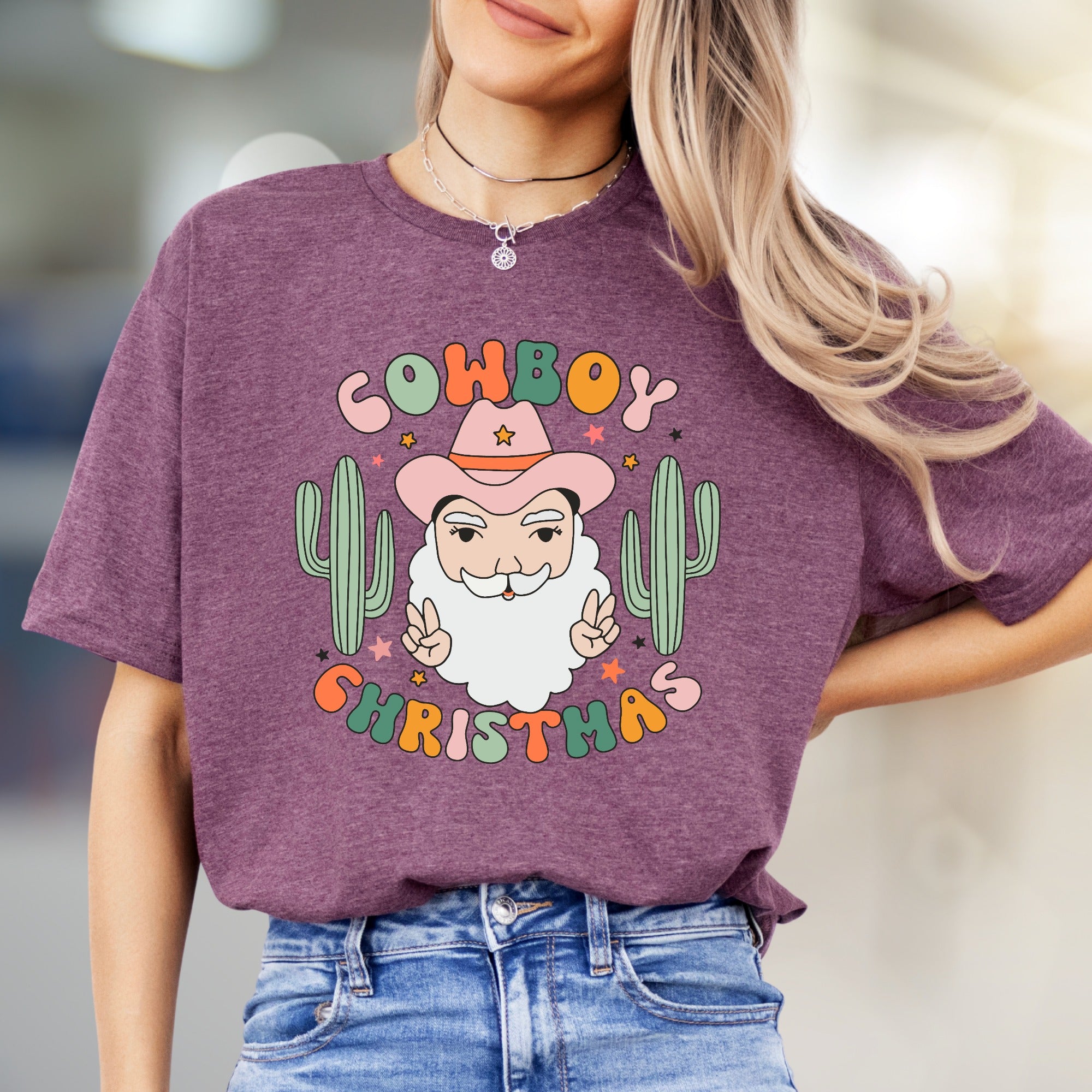 "Cowboy Christmas" Western Santa Graphic Tee, a Festive Country Pick for Holiday Lovers