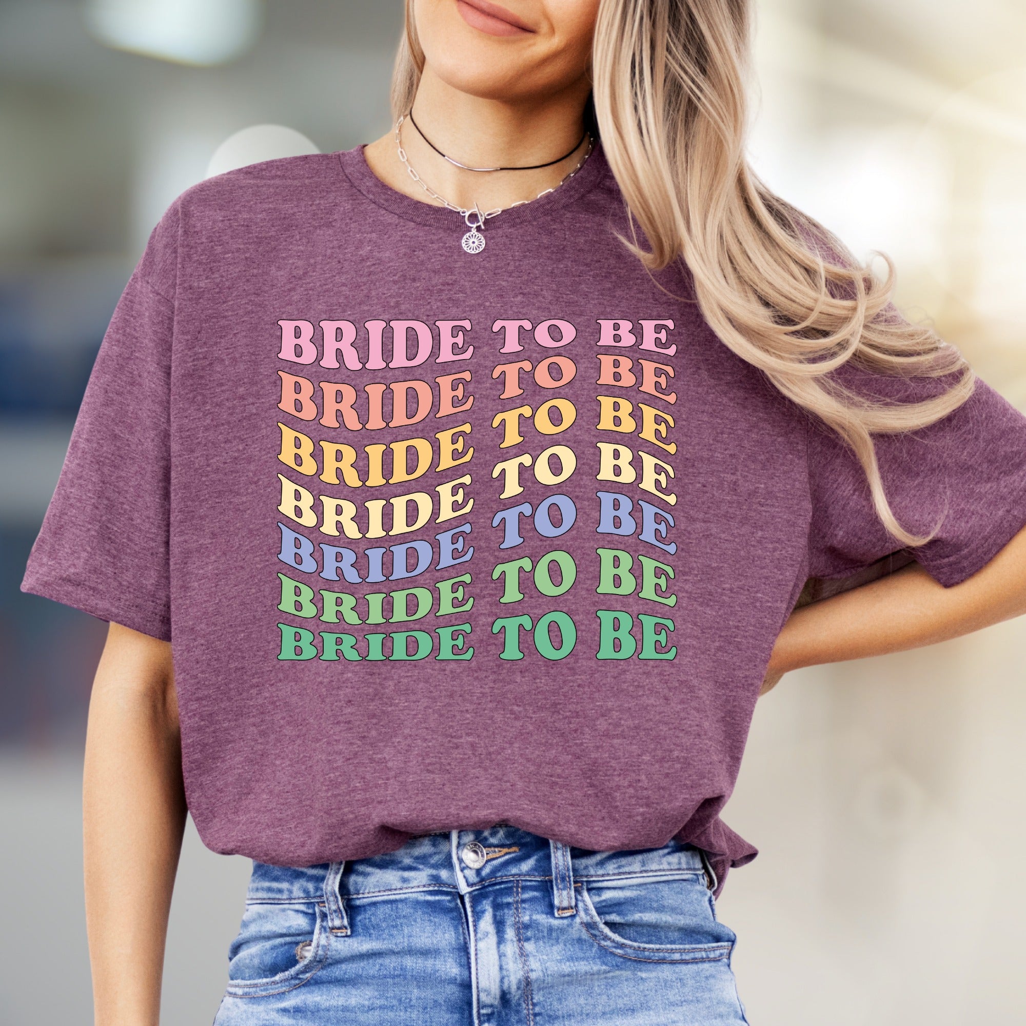 "BRIDE TO BE" Retro Rainbow Graphic Tee, a Bridal Celebration Pick for Future Wives