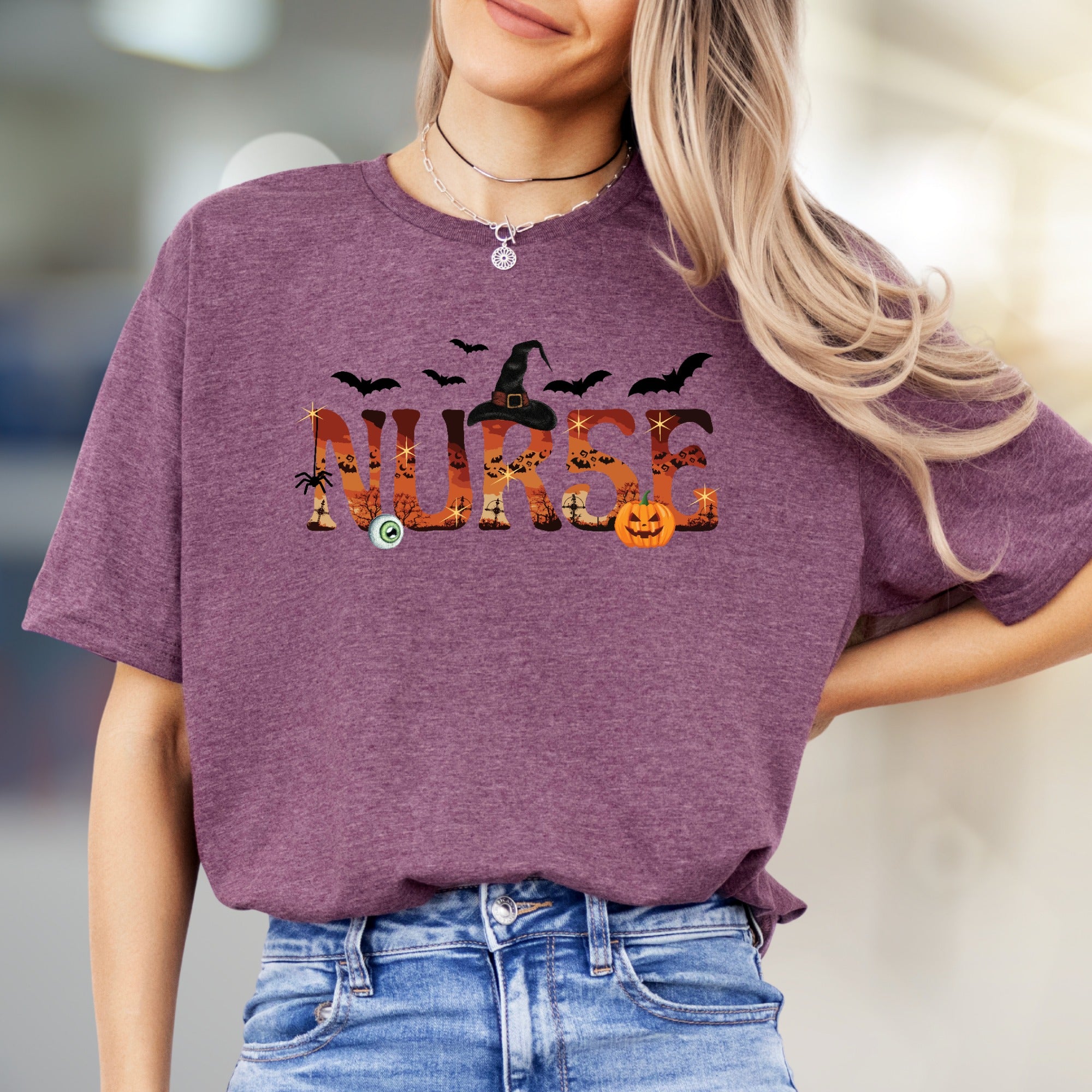 "NURSE" Halloween Graphic Tee, a Spooky Chic Pick for Healthcare Heroes