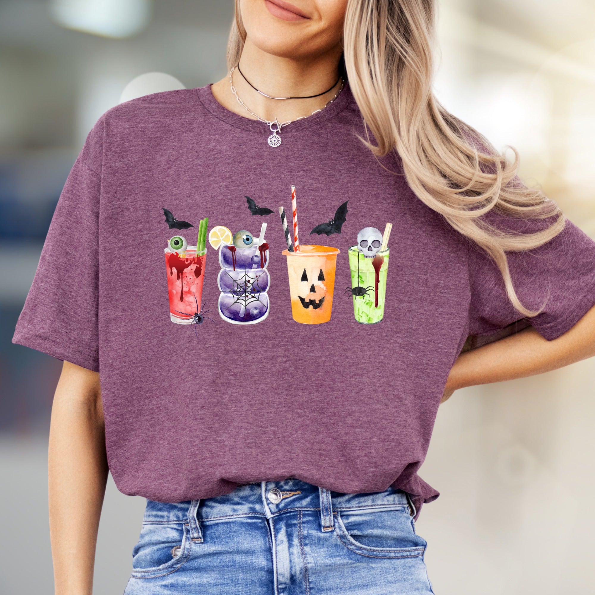 Spooky Sips Halloween Graphic Tee, A Creepy Cocktail Pick for Enthusiasts