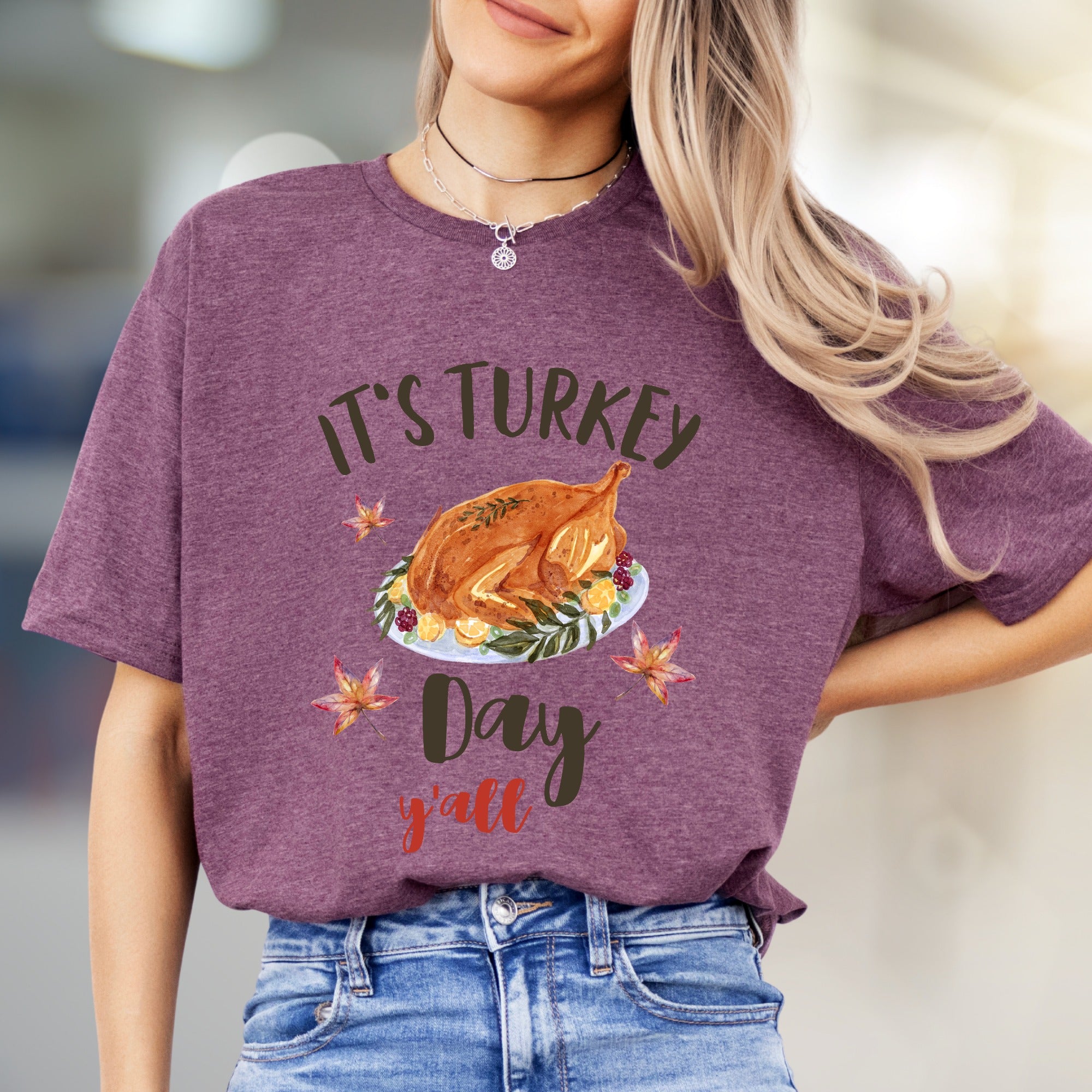 "It's Turkey Day Y'all" Festive Graphic Tee, a Southern Charm Pick for Celebration Lovers