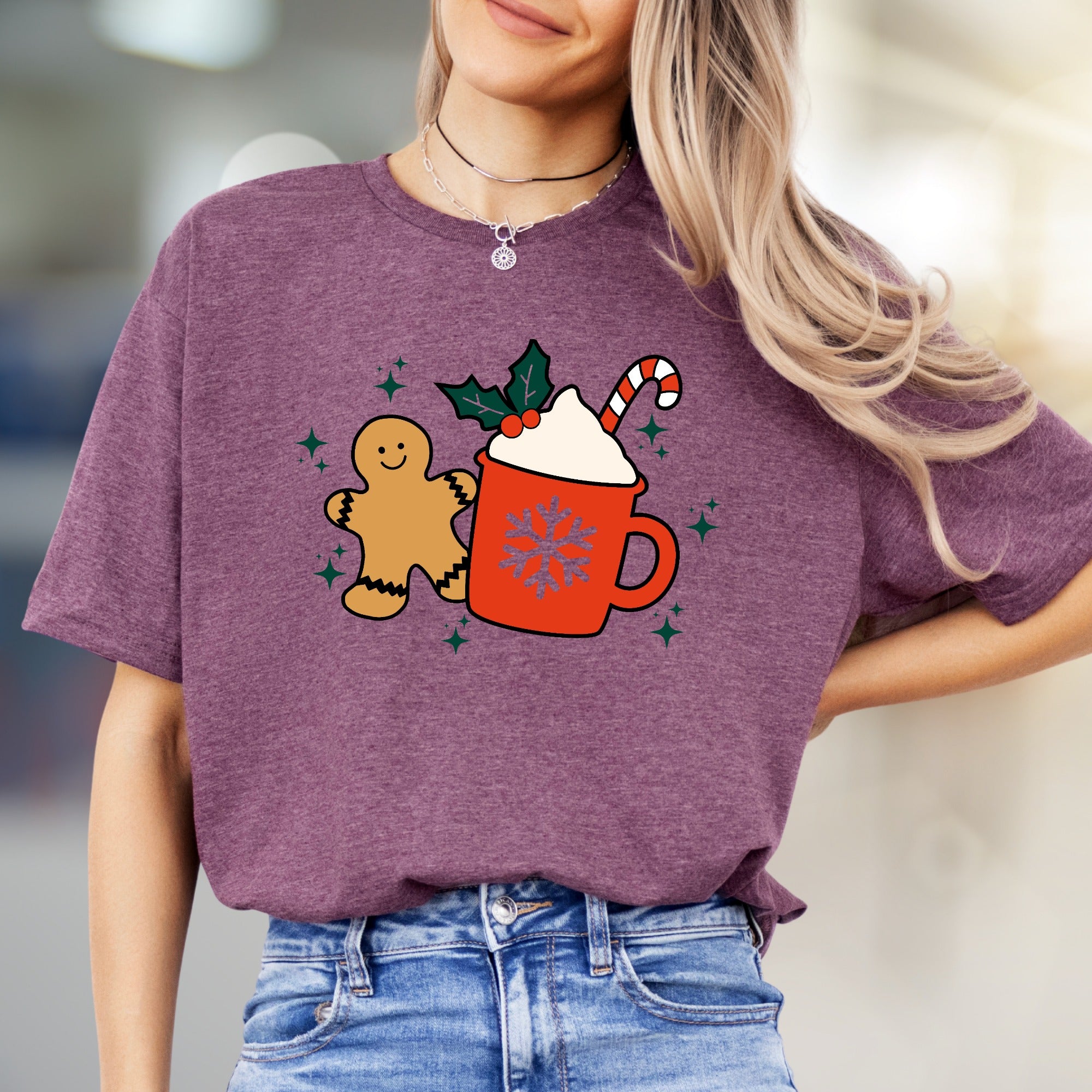 Gingerbread Hot Cocoa Graphic Tee, A Festive Comfort Pick for Holiday Enthusiasts