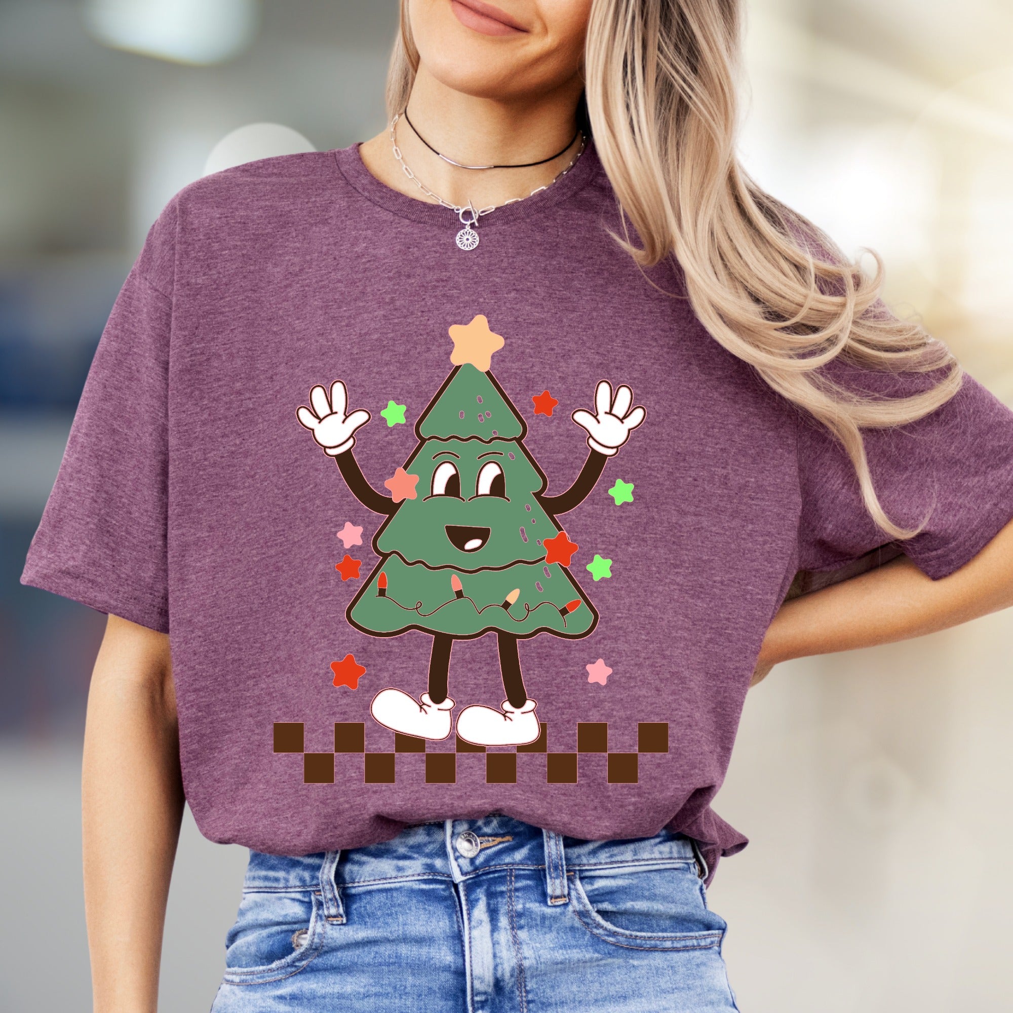 Waving Christmas Tree Retro Graphic Tee, a Festive Holiday Pick for Everyone