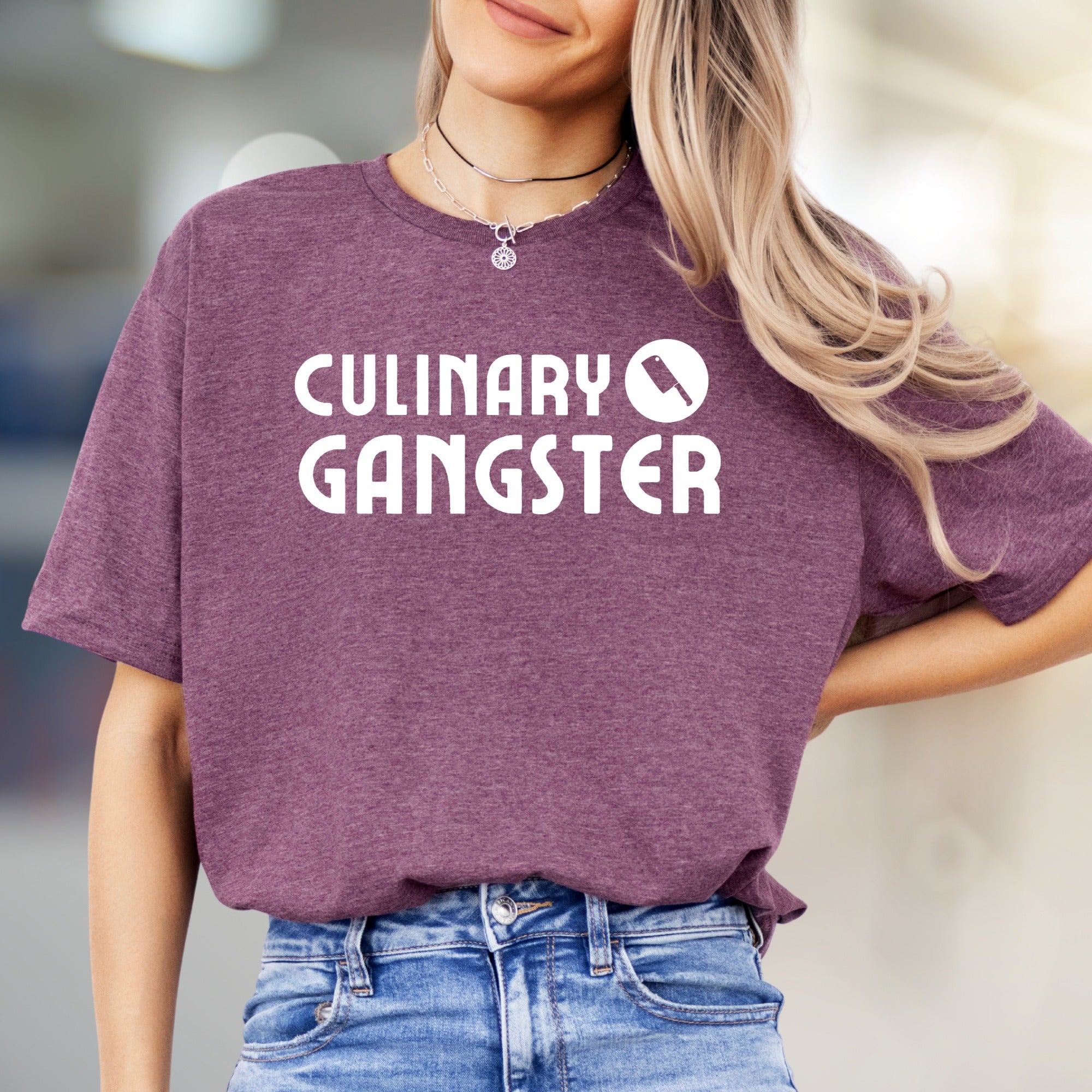 "Culinary Gangster" Chef Knife Graphic Tee, a Foodie Pick for Kitchen Enthusiasts