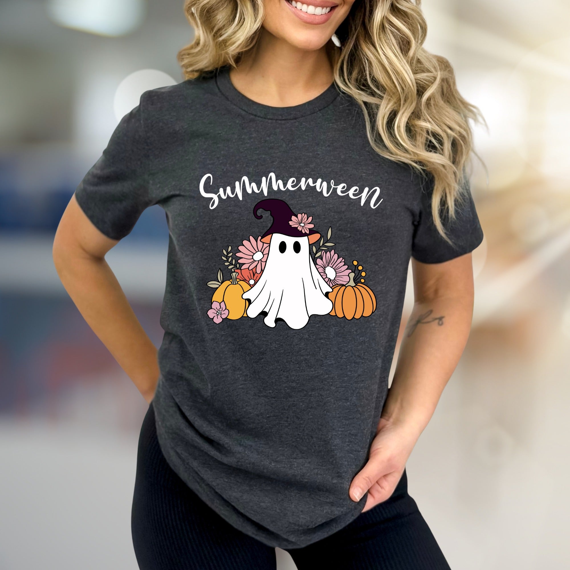 "Summerween" Spooky Cute Ghost Graphic Tee, a Whimsical Autumn Pick for Halloween Lovers