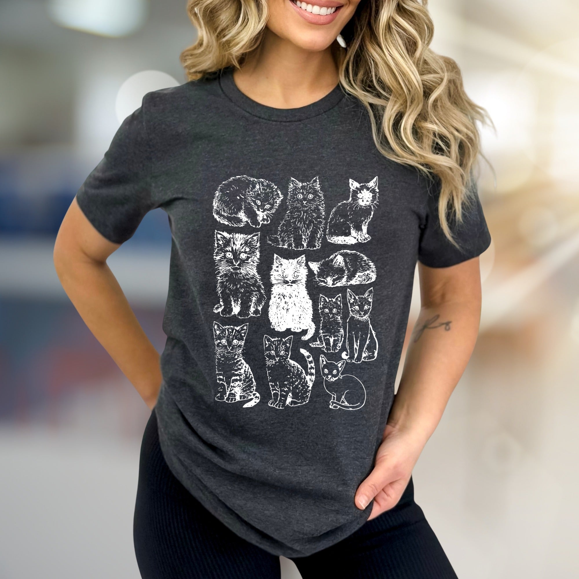 Charming Cat Sketches Graphic Tee, a Feline Lover's Artful Pick