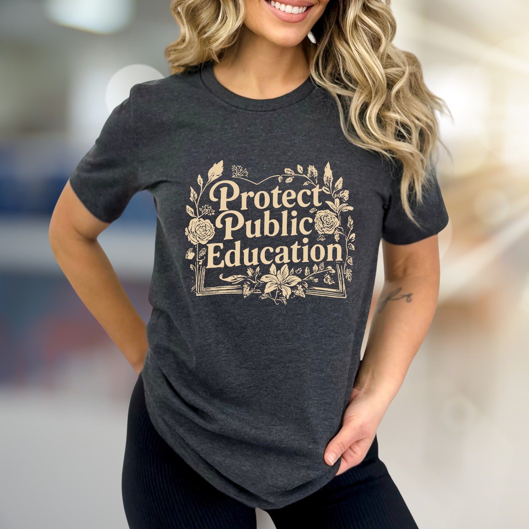 "Protect Public Education" Floral Graphic Tee, A Cause-Driven Pick for Advocates
