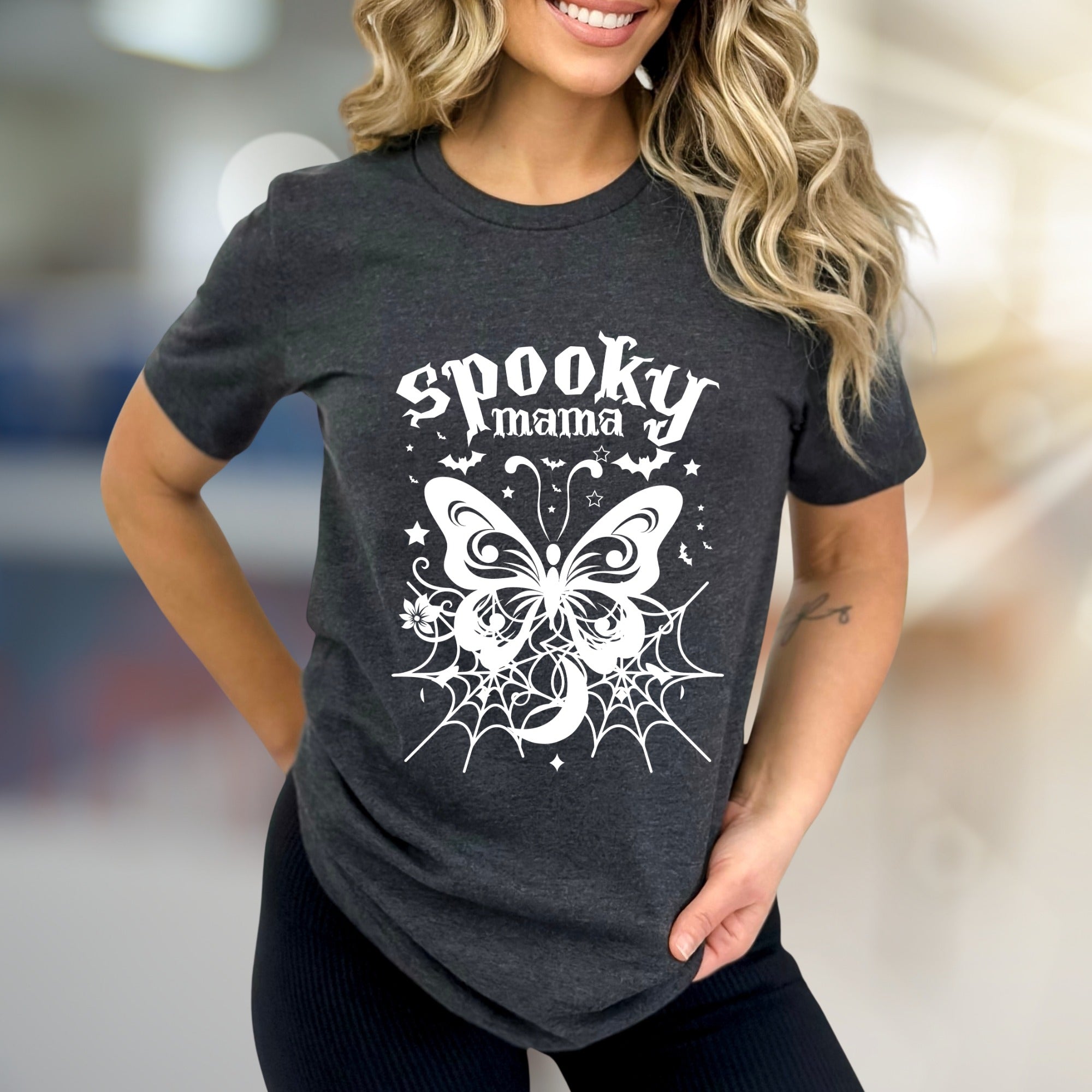 "Spooky Mama" Halloween Gothic Graphic Tee, a Mystical Pick for Moms
