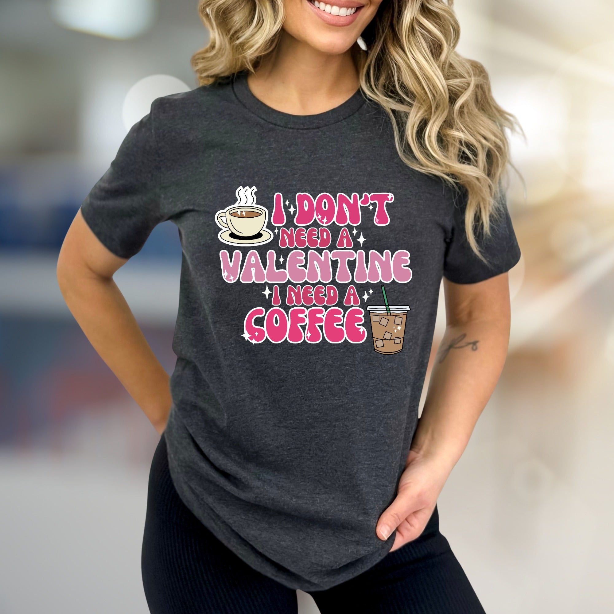 "I Don't Need A Valentine I Need A Coffee" Retro Graphic Tee, a Coffee Lover's Statement