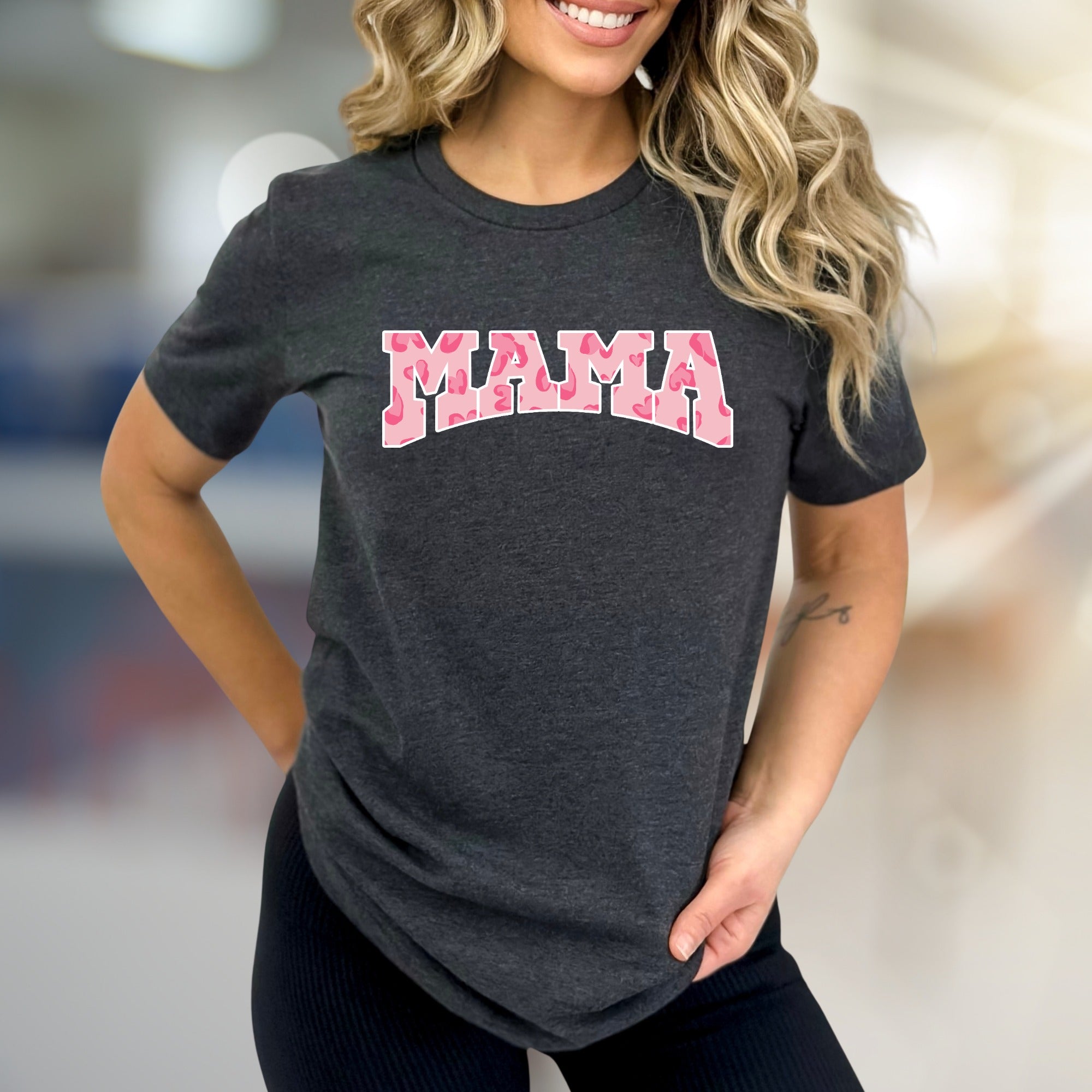"MAMA" Pink Camo Lettering Graphic Tee, a Loving Pick for Moms