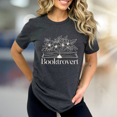 "Booktrovert" Floral Book Graphic Tee, a Reading Lover's Unisex Tee