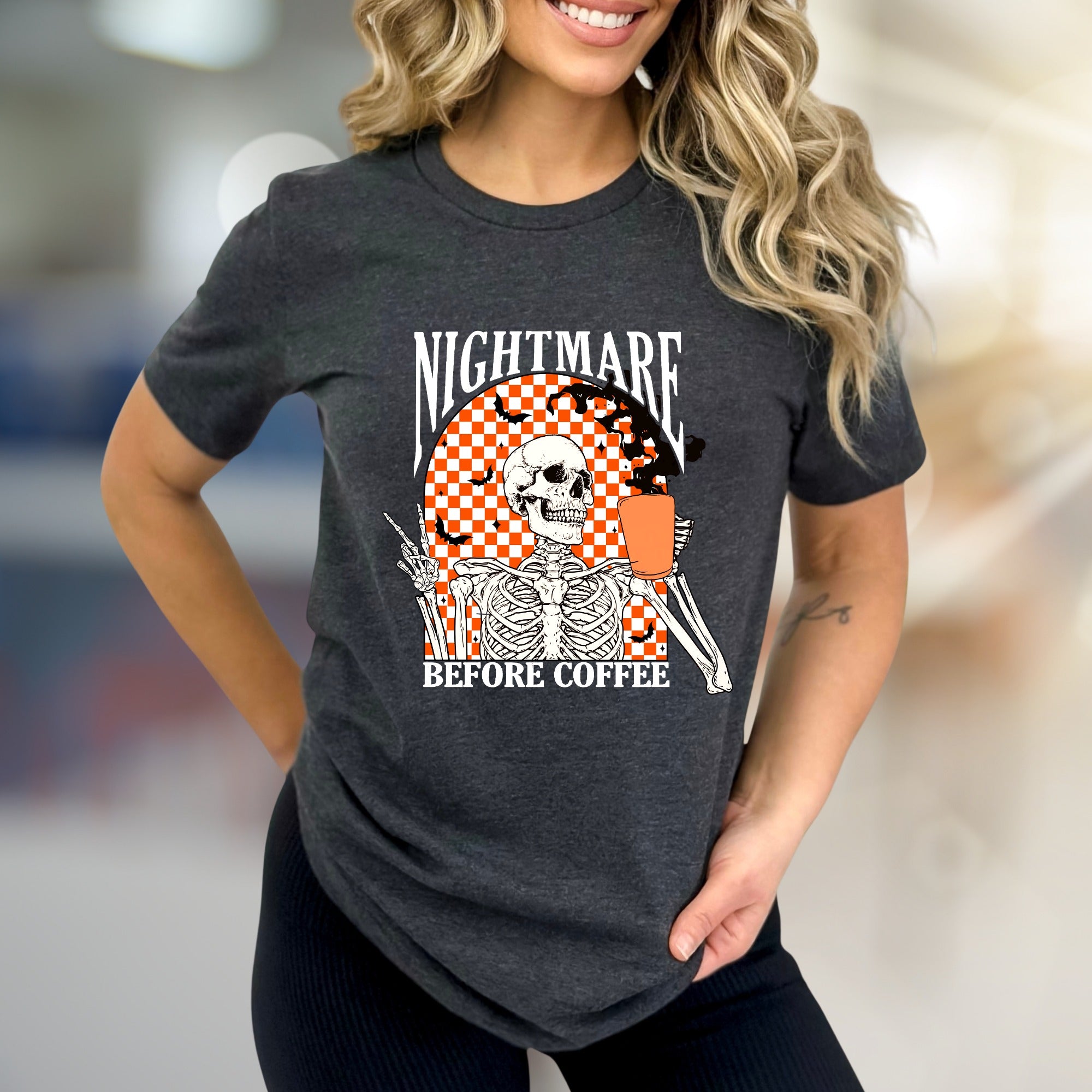 Nightmare Before Coffee Skeleton Graphic Tee, A Spooky Coffee Lover's Pick