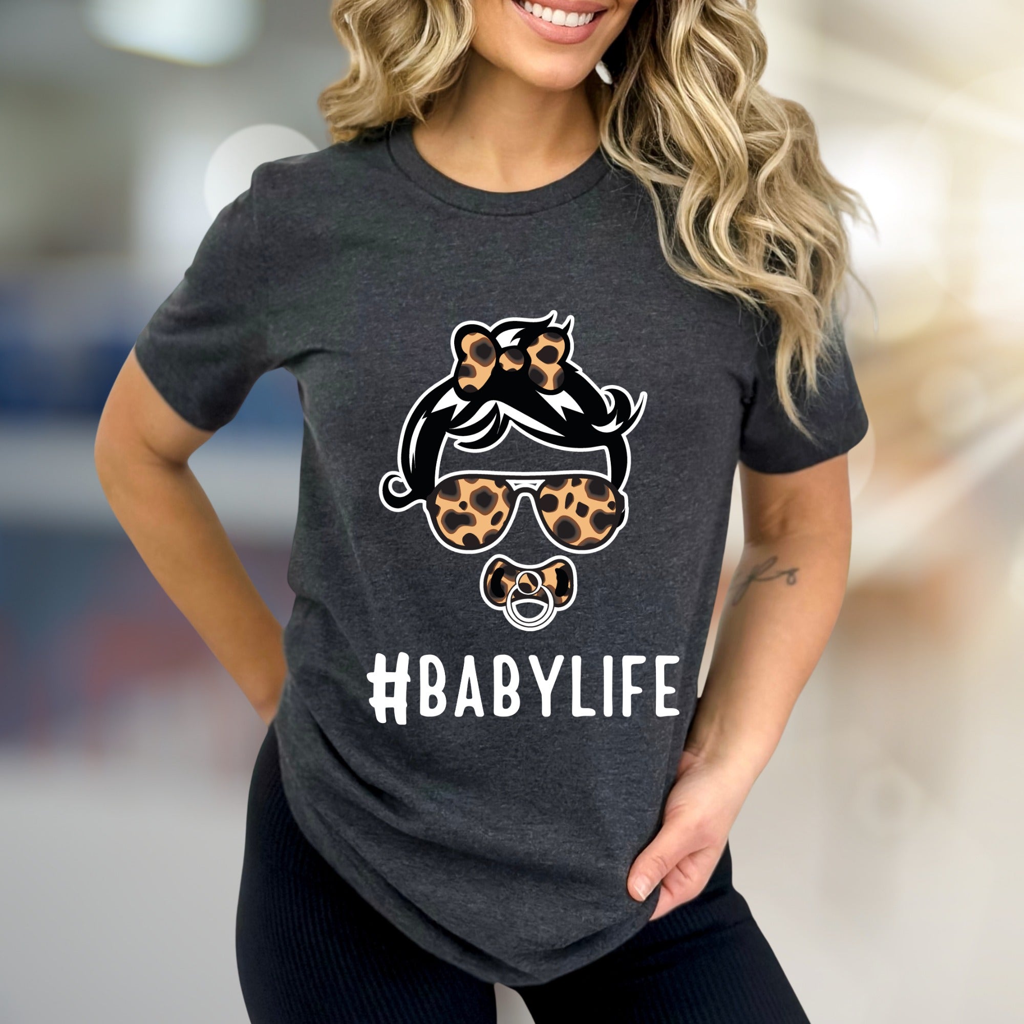 #BABYLIFE Leopard Mama Graphic Tee, a Trendy Mom Life Pick for New Parents