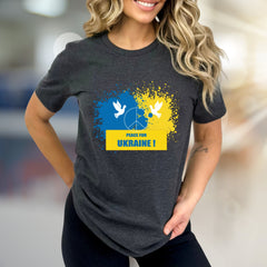 "Peace for Ukraine!" Splatter Peace Tee, a Statement Piece for Advocates