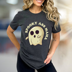 "SPOOKY ASS MAMA" Ghost Graphic Tee, a Quirky Halloween Pick for Moms