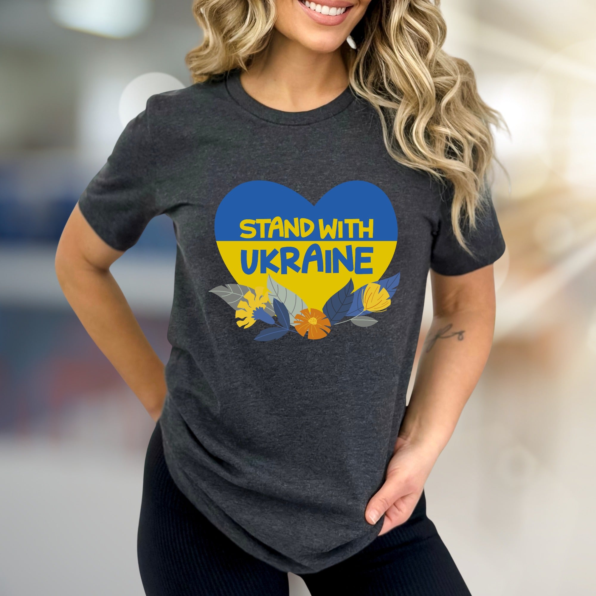 "Stand With Ukraine" Patriot Heart Tee, a Supportive Graphic Pick for Advocates