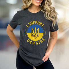 "I Support Ukraine" Emblem Graphic Tee, A Patriotic Statement for Advocates
