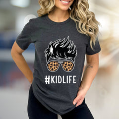#KIDLIFE Messy Hair Bun Leopard Sunglasses Graphic Tee, a Mom Life Pick for Parents