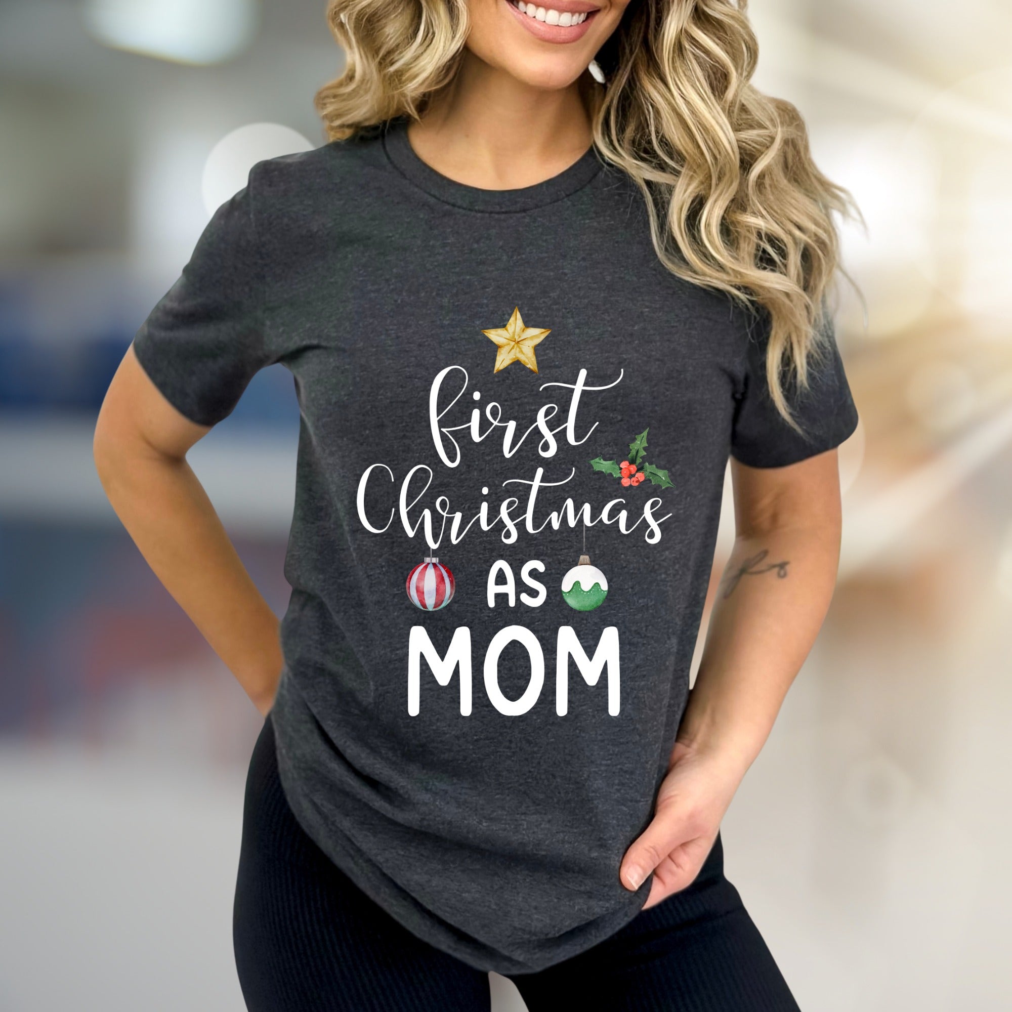 "First Christmas As Mom" Festive Graphic Tee, a Heartfelt Keepsake for New Mothers