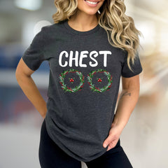 "CHEST" Holiday Wreaths Graphic Tee, a Festive Fun Pick for Christmas Parties