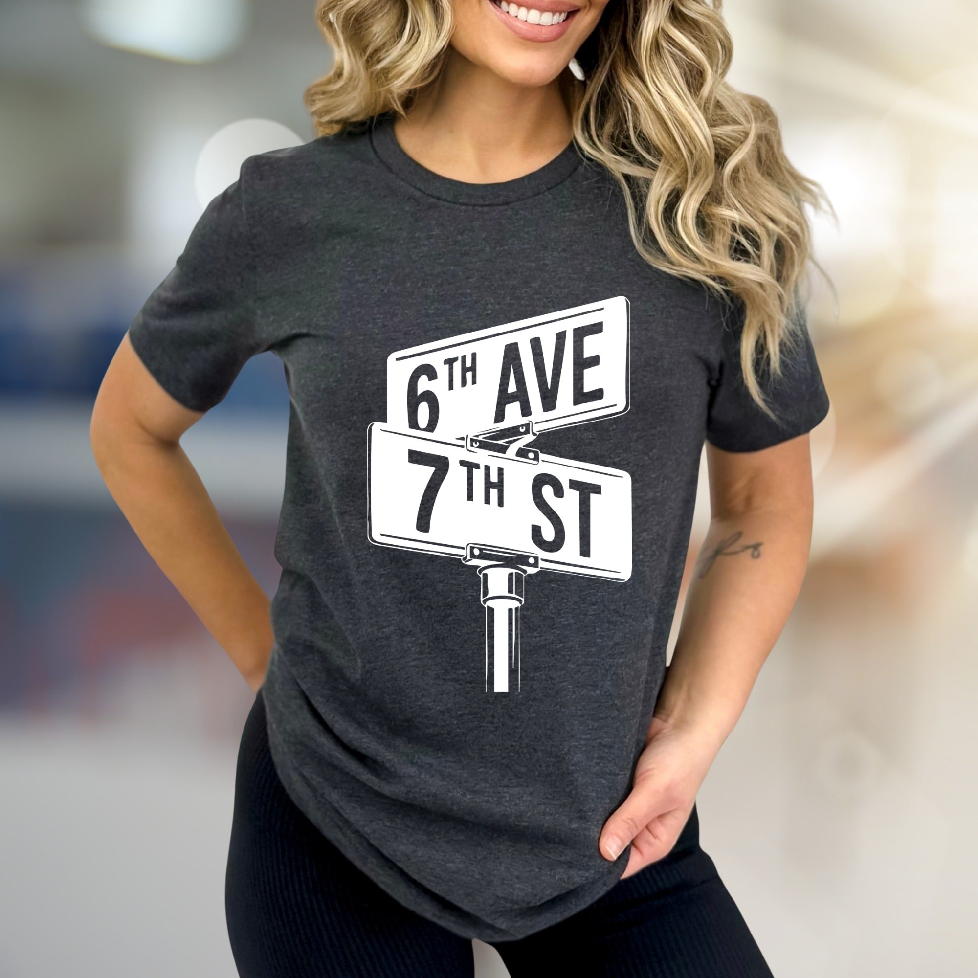 "6th Ave 7th St" NYC Street Sign Graphic Tee, a City Lover's Pick for Urban Explorers