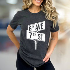 "6th Ave 7th St" NYC Street Sign Graphic Tee, a City Lover's Pick for Urban Explorers