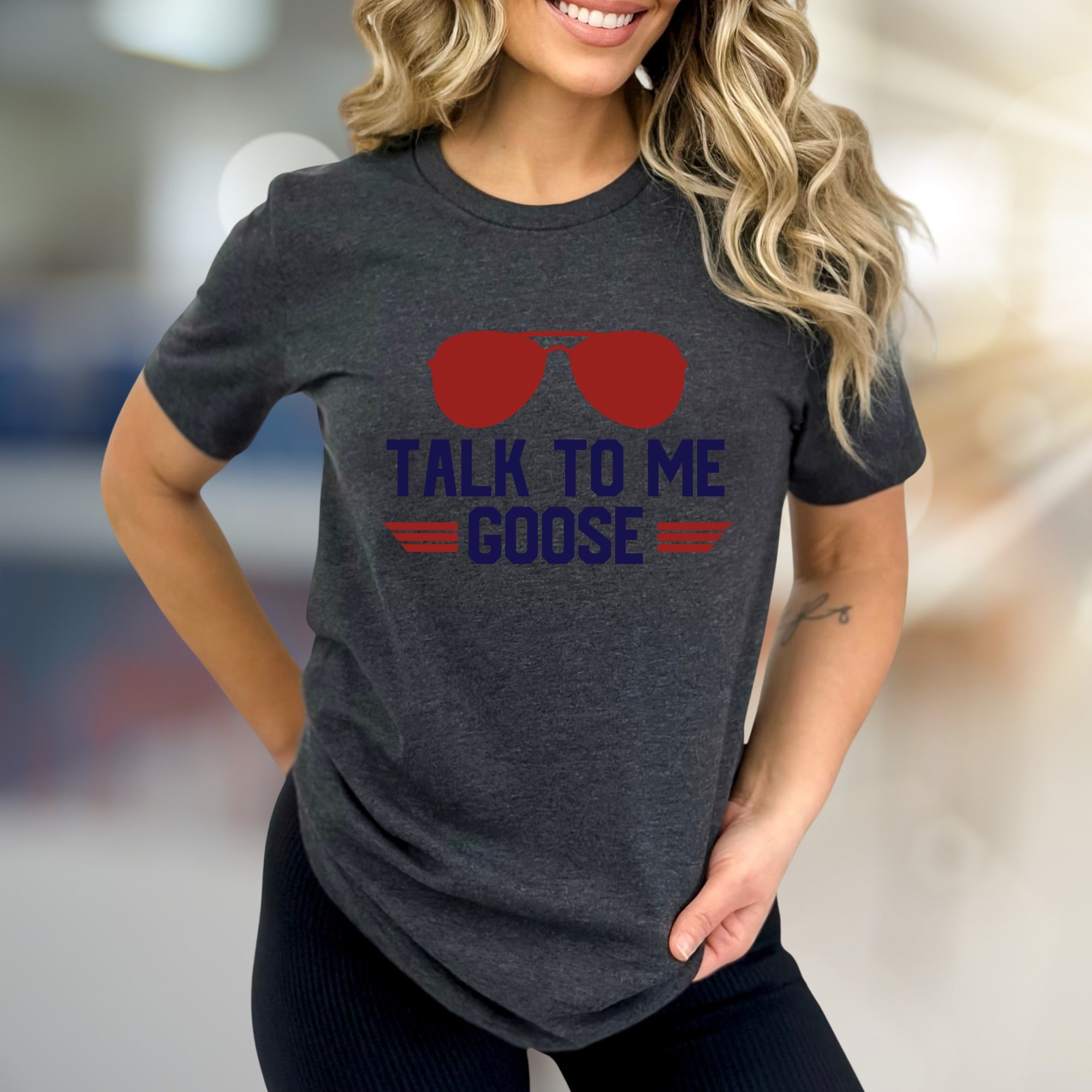"Talk To Me Goose" Aviator Graphic Tee, a Maverick Fan Pick for Movie Lovers