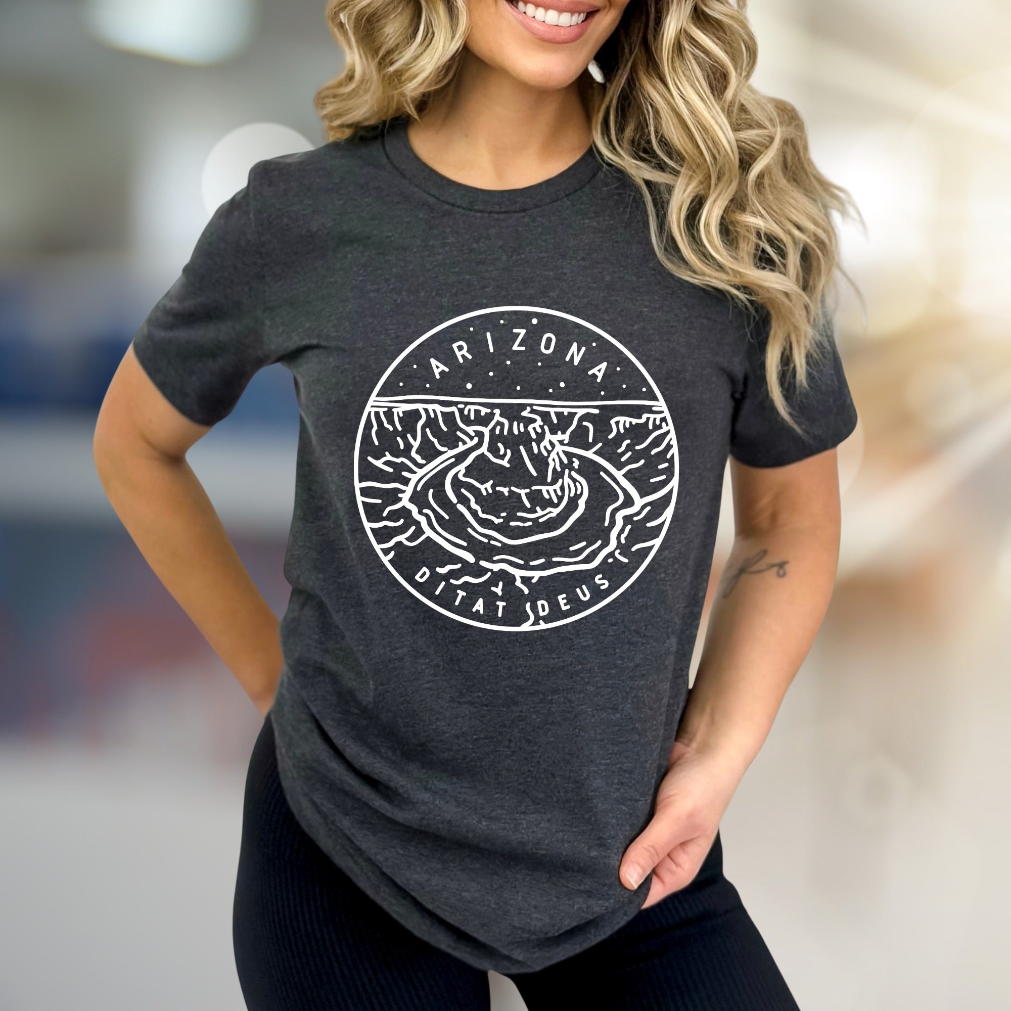 "ARIZONA DITAT DEUS" Grand Canyon Graphic Tee, a Southwestern Style Pick for Adventurers
