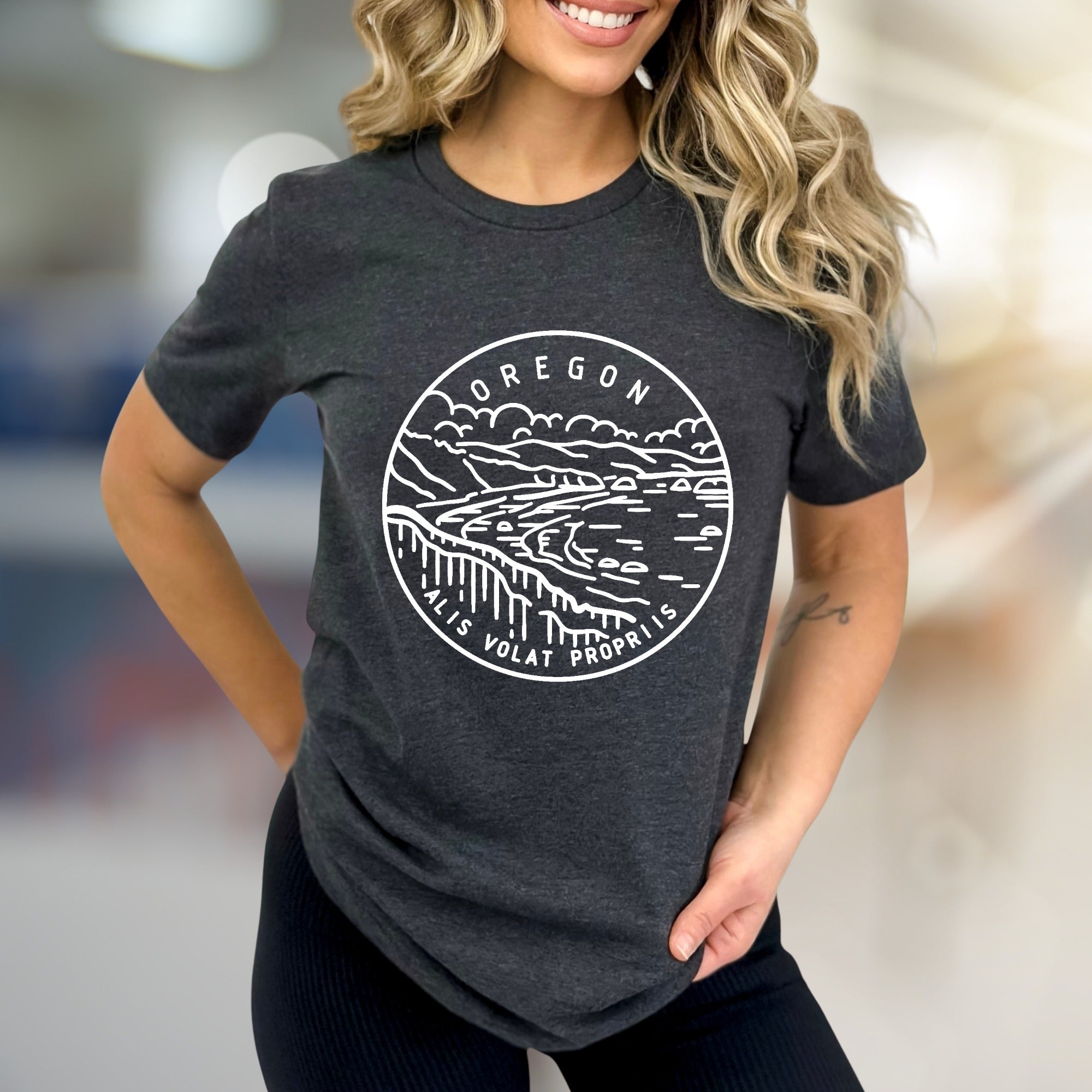 "Oregon: Alis Volat Propriis" Scenic Landscape Graphic Tee, a PNW Explorer Pick for Nature Lovers