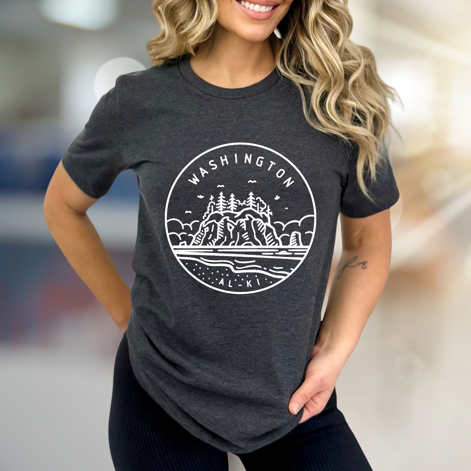 Washington Alki Beach Graphic Tee, a PNW Coastal Vibe for Explorers
