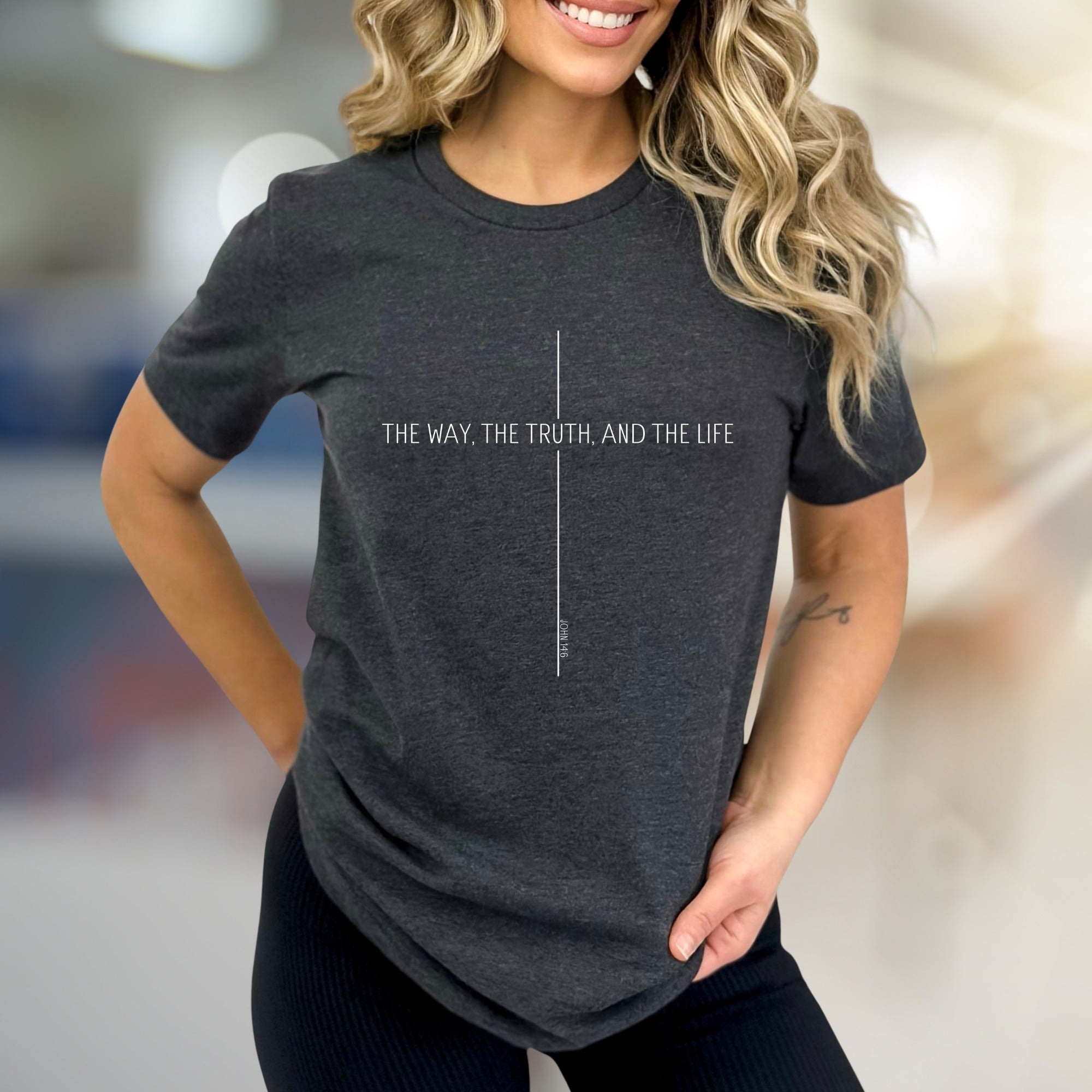 "THE WAY, THE TRUTH, AND THE LIFE" Minimalist Cross Graphic Tee, a Faith-Inspired Pick for Believers