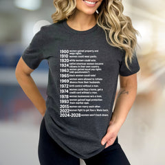 "Women Won't Back Down" Feminist Timeline Graphic Tee, a Statement Pick for Activists