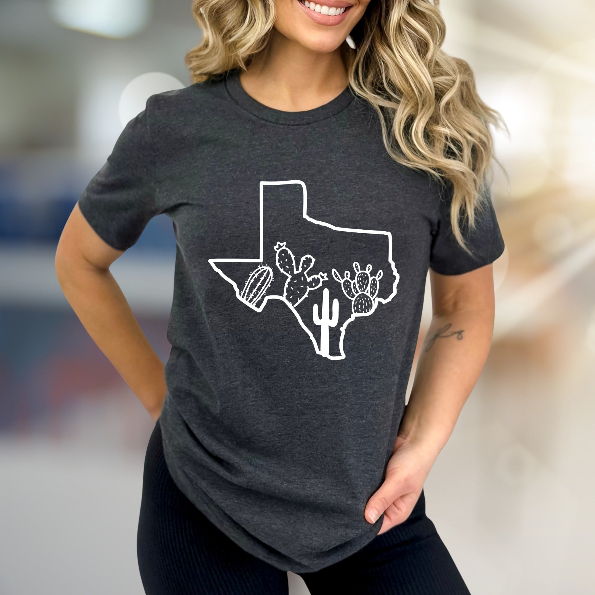Texas Cactus Outline Graphic Tee, a Desert Chic Pick for State Pride Advocates