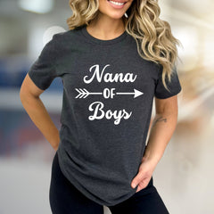 "Nana Of Boys" Arrow Graphic Tee, a Cherished Family Pick for Grandmothers
