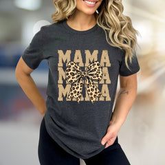 "MAMA" Leopard Bow Graphic Tee, a Chic Statement for Modern Moms