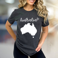 "Australia" Map Heart Graphic Tee, a Travel Lover's Pick for Everyday Style