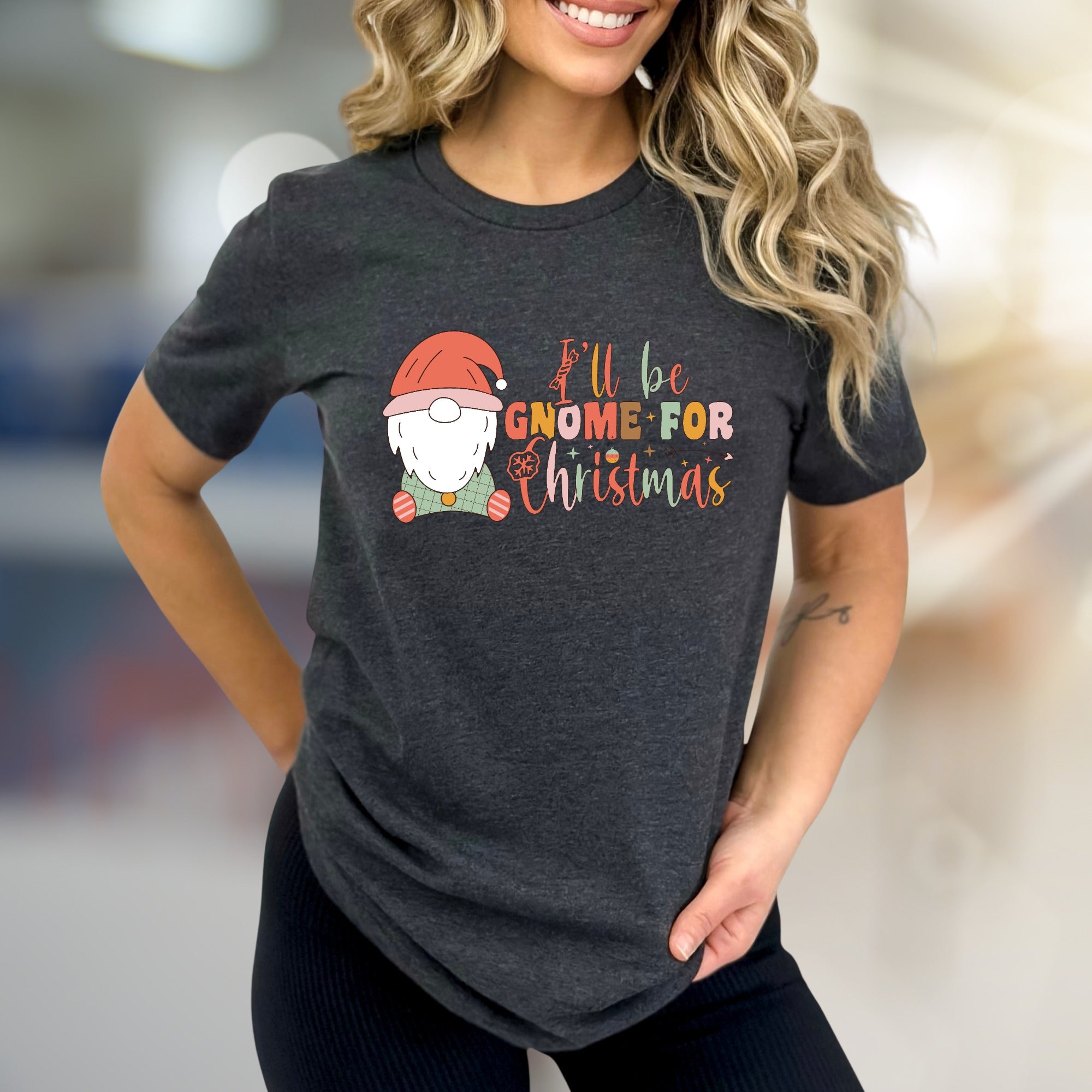 "I'll be Gnome For Christmas" Festive Gnome Graphic Tee, a Holiday Pick for Everyone