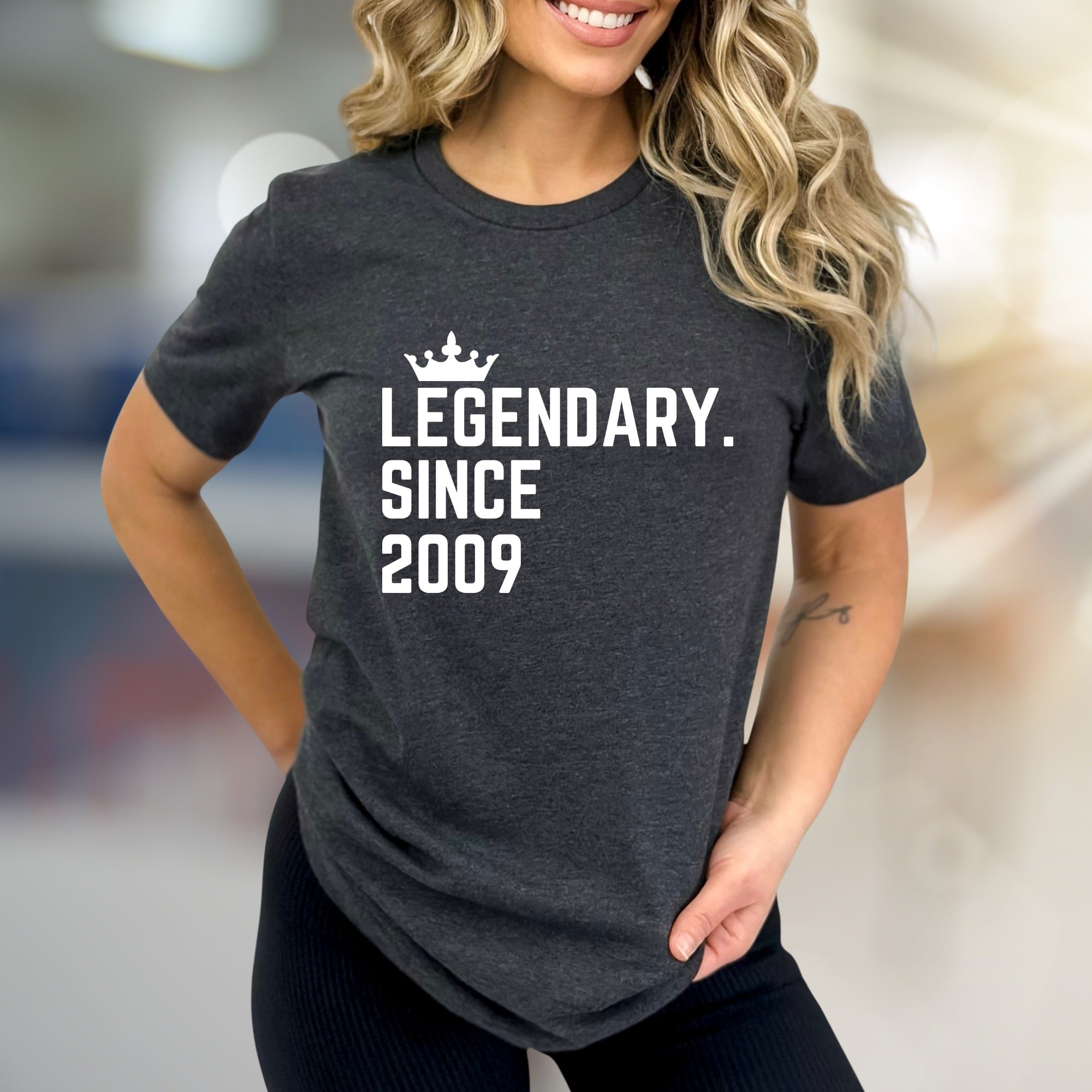 "Legendary Since 2009" Crown Graphic Tee, a Birthday Vibe Pick for Everyone