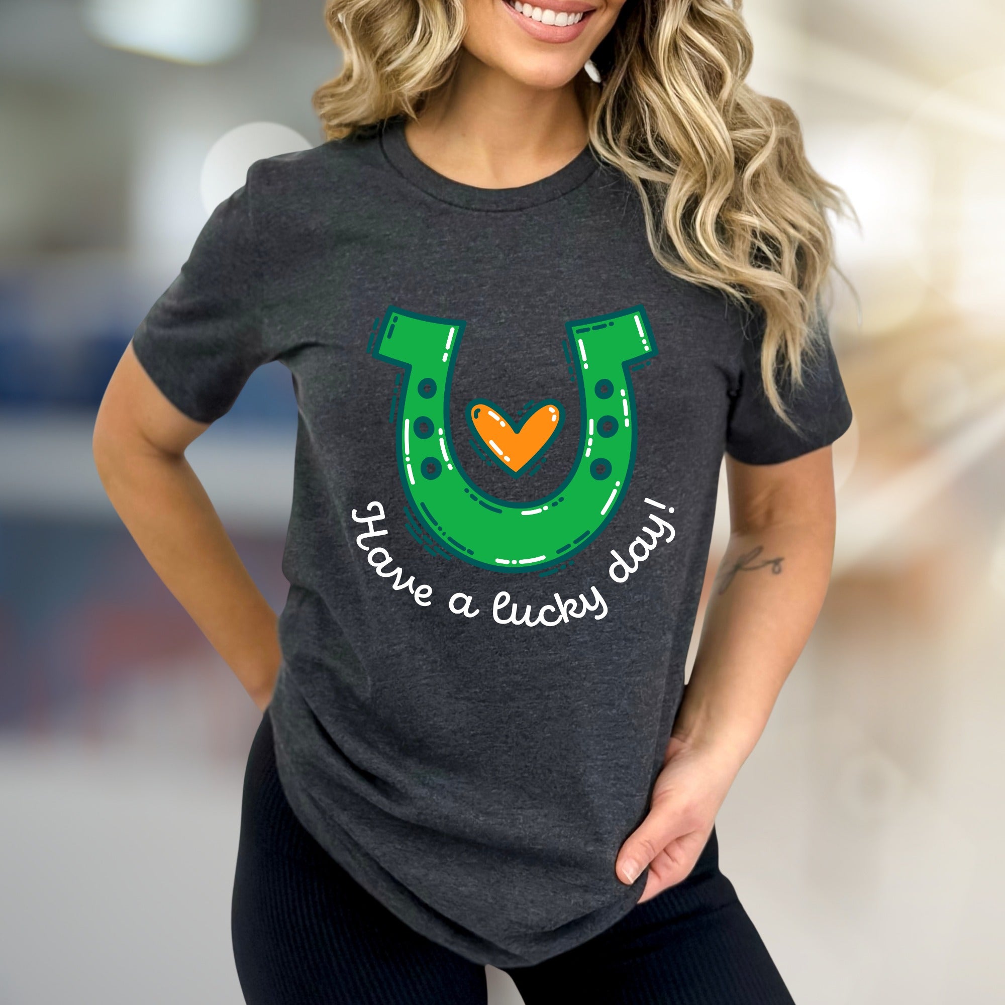 "Have a Lucky Day!" Horseshoe Graphic Tee, a St. Patrick's Day Pick for Everyone