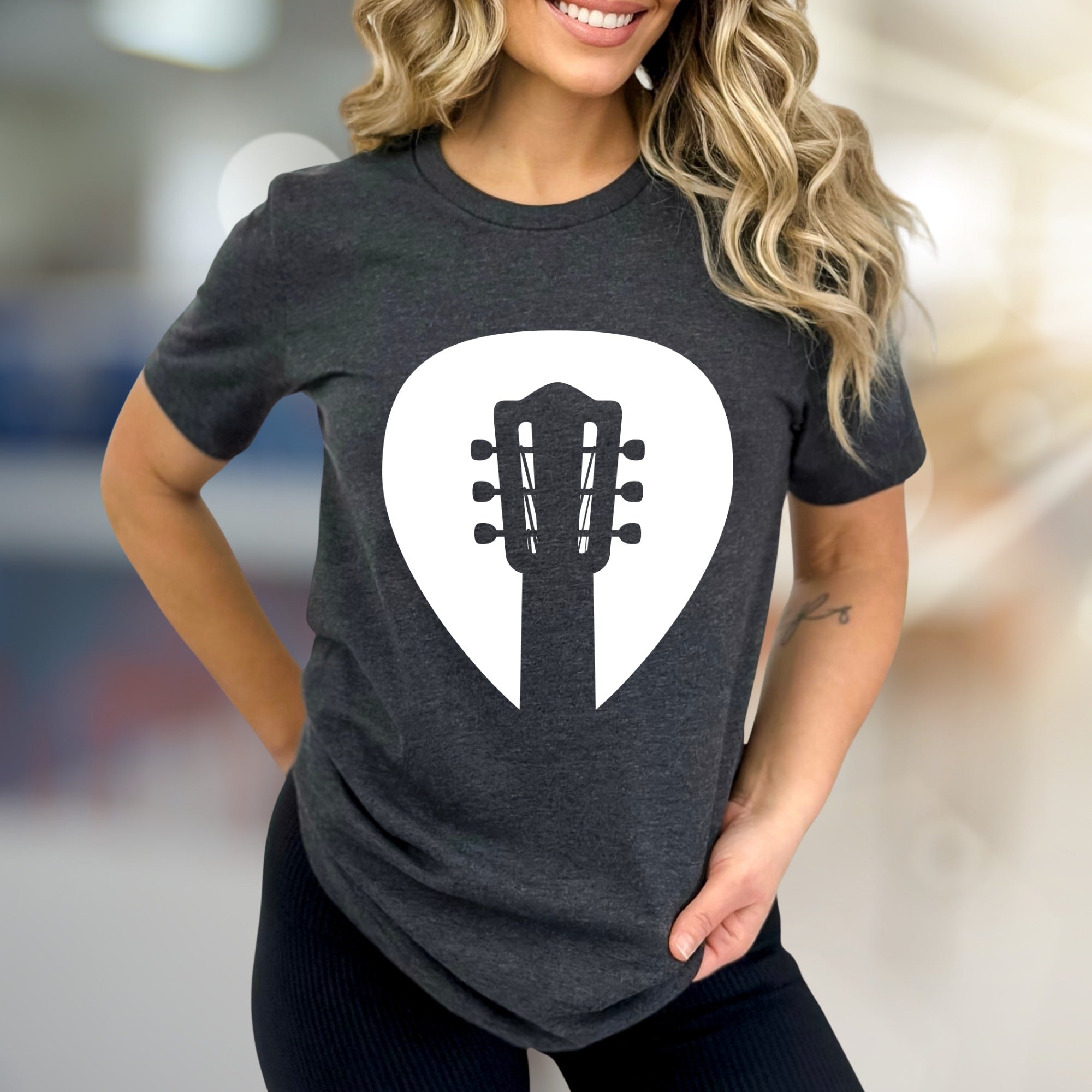 Guitar Headstock Pick Music Graphic Tee, a Musician's Essential for Casual Wear
